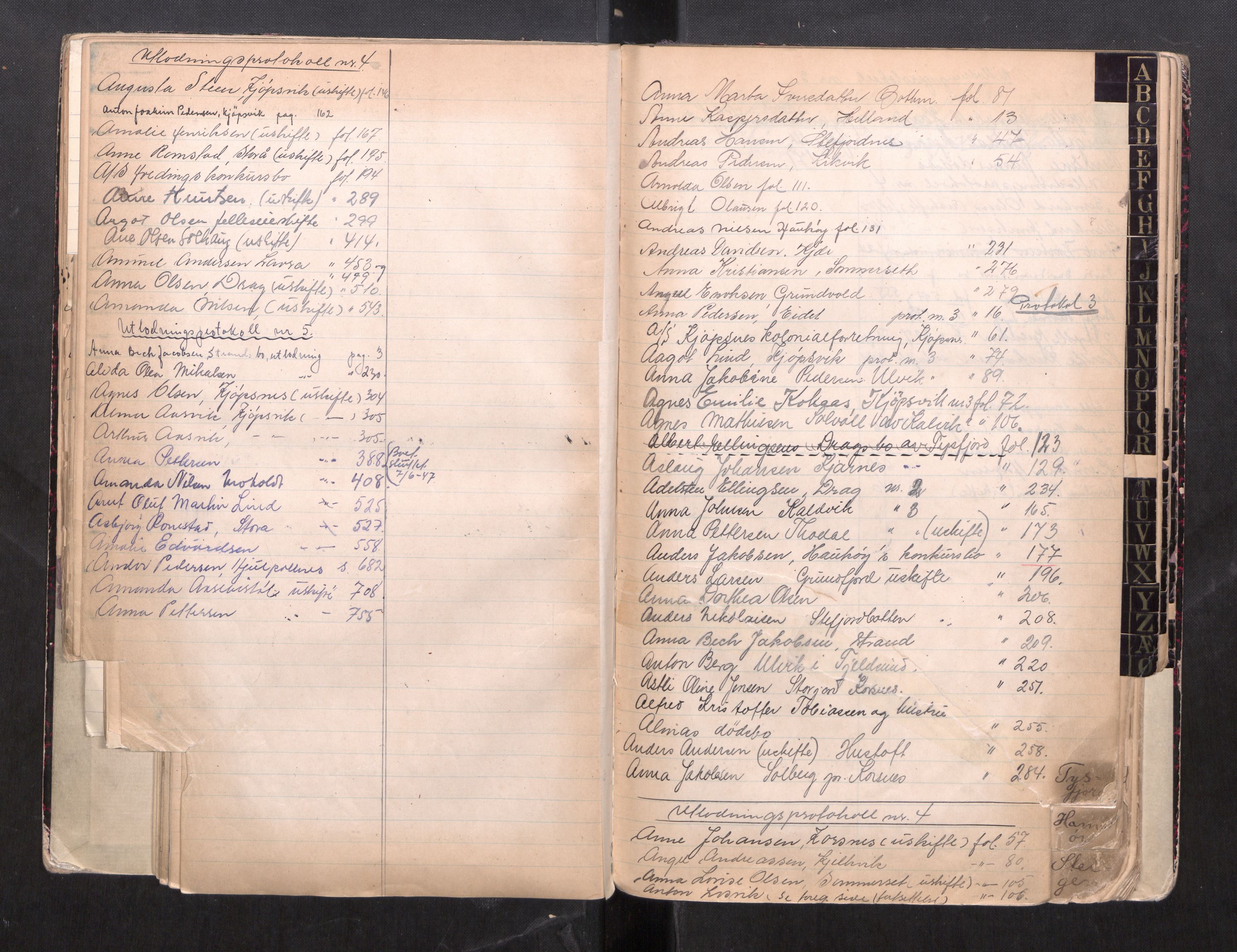 Steigen og Ofoten sorenskriveri, AV/SAT-A-0030/1/3/3C/L0002: Register til skifteslutningsprotokoll, 1917-1947