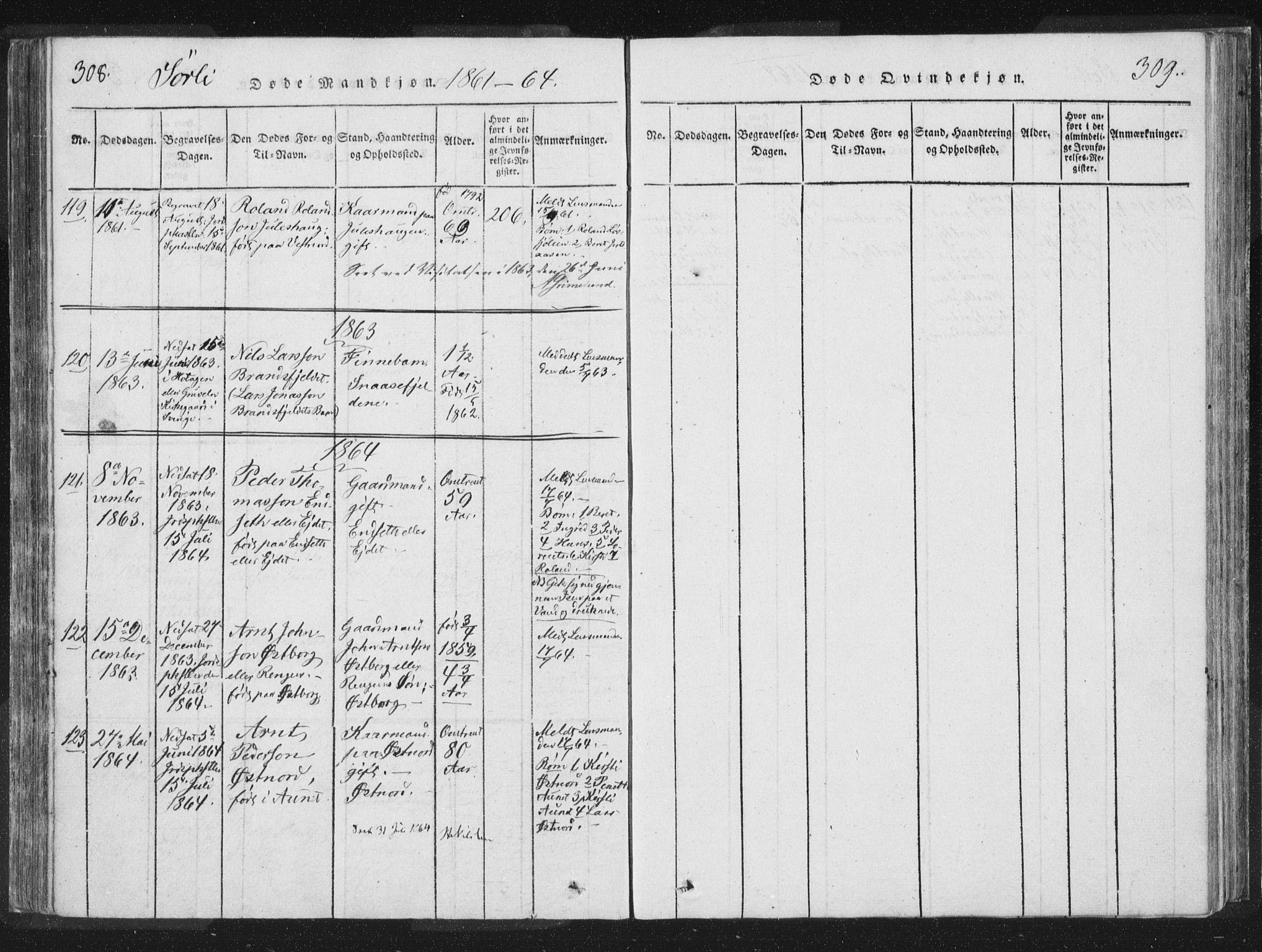 Ministerialprotokoller, klokkerbøker og fødselsregistre - Nord-Trøndelag, AV/SAT-A-1458/755/L0491: Ministerialbok nr. 755A01 /2, 1817-1864, s. 308-309