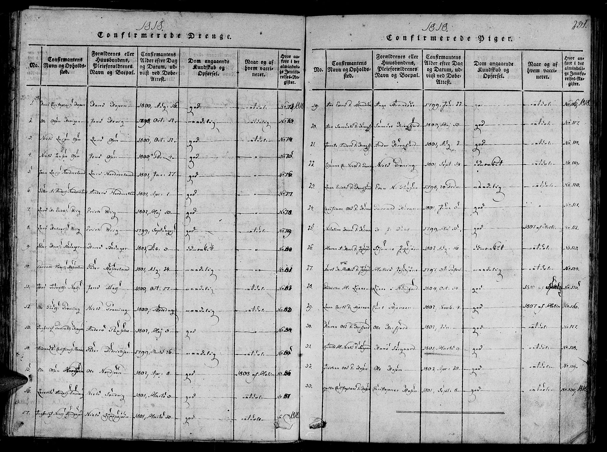 Ministerialprotokoller, klokkerbøker og fødselsregistre - Sør-Trøndelag, AV/SAT-A-1456/657/L0702: Ministerialbok nr. 657A03, 1818-1831, s. 231