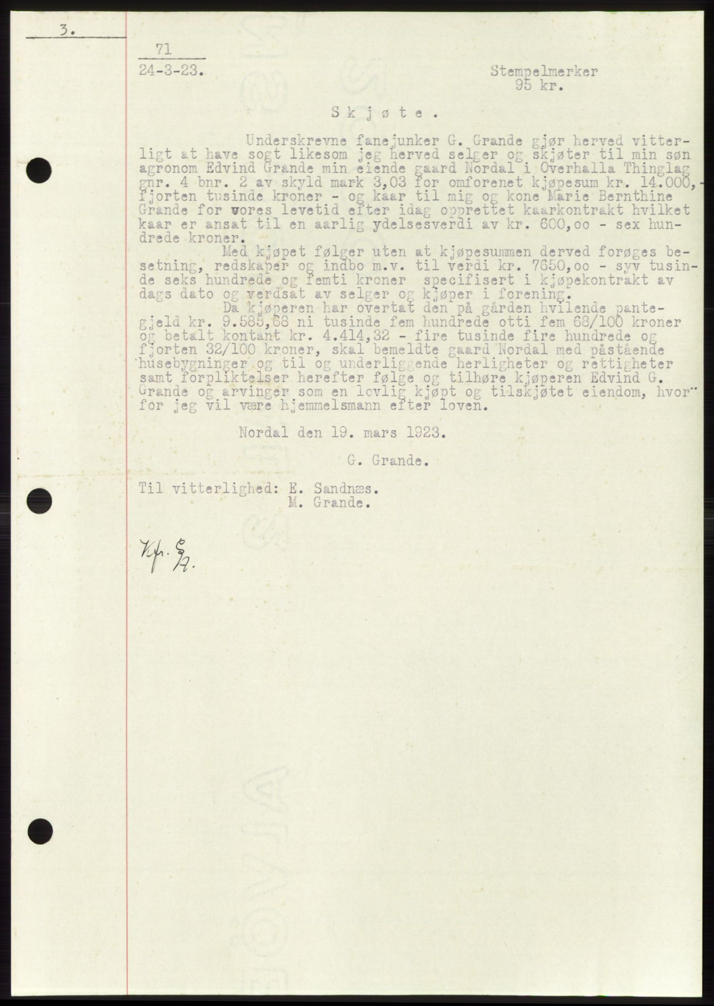 Namdal sorenskriveri, SAT/A-4133/1/2/2C: Pantebok nr. -, 1922-1925, Tingl.dato: 24.03.1923