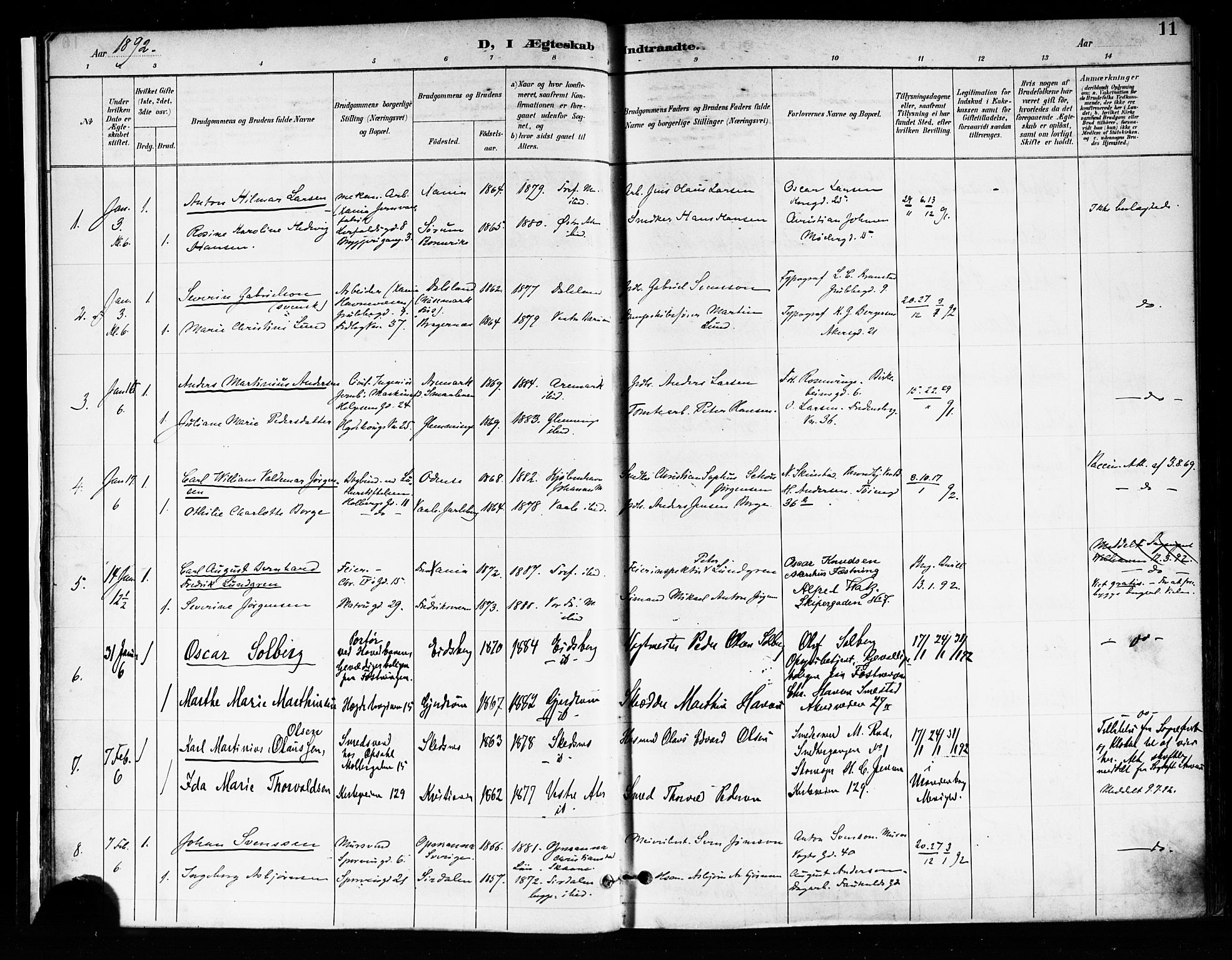 Trefoldighet prestekontor Kirkebøker, AV/SAO-A-10882/F/Fc/L0004: Ministerialbok nr. III 4, 1891-1900, s. 11