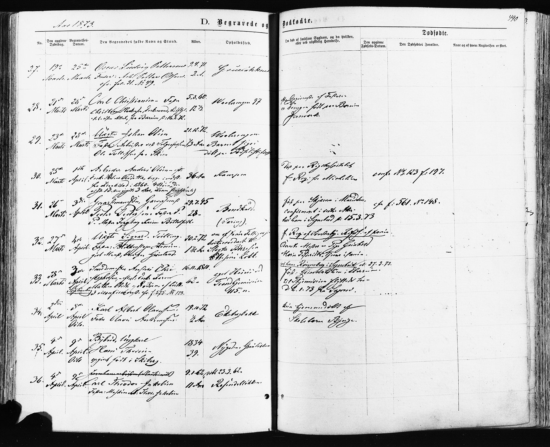 Østre Aker prestekontor Kirkebøker, AV/SAO-A-10840/F/Fa/L0003: Ministerialbok nr. I 3, 1869-1875, s. 490