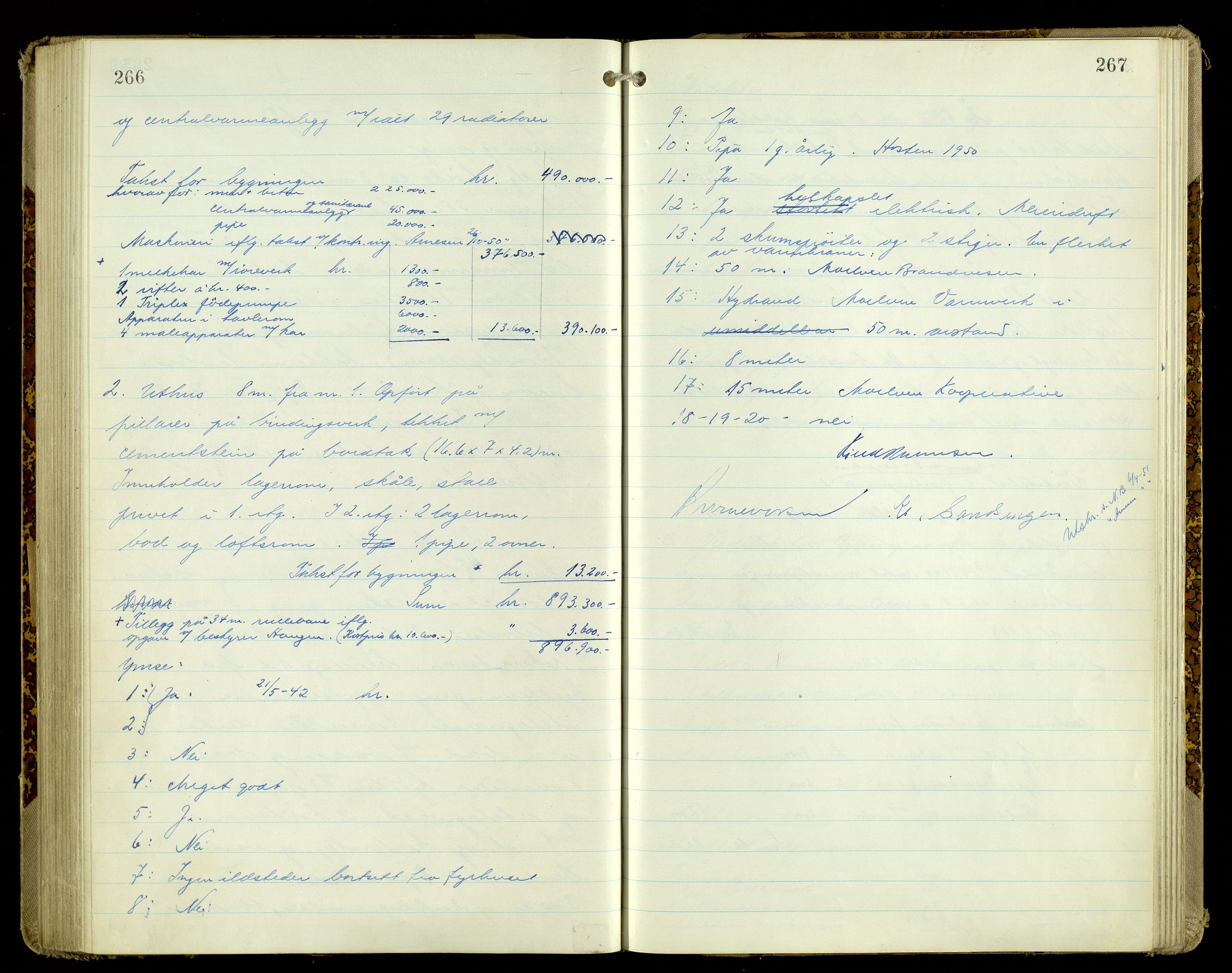 Norges Brannkasse, Ringsaker, AV/SAH-NBRANR-003/F/L0006: Branntakstprotokoll, 1943-1953, s. 266-267