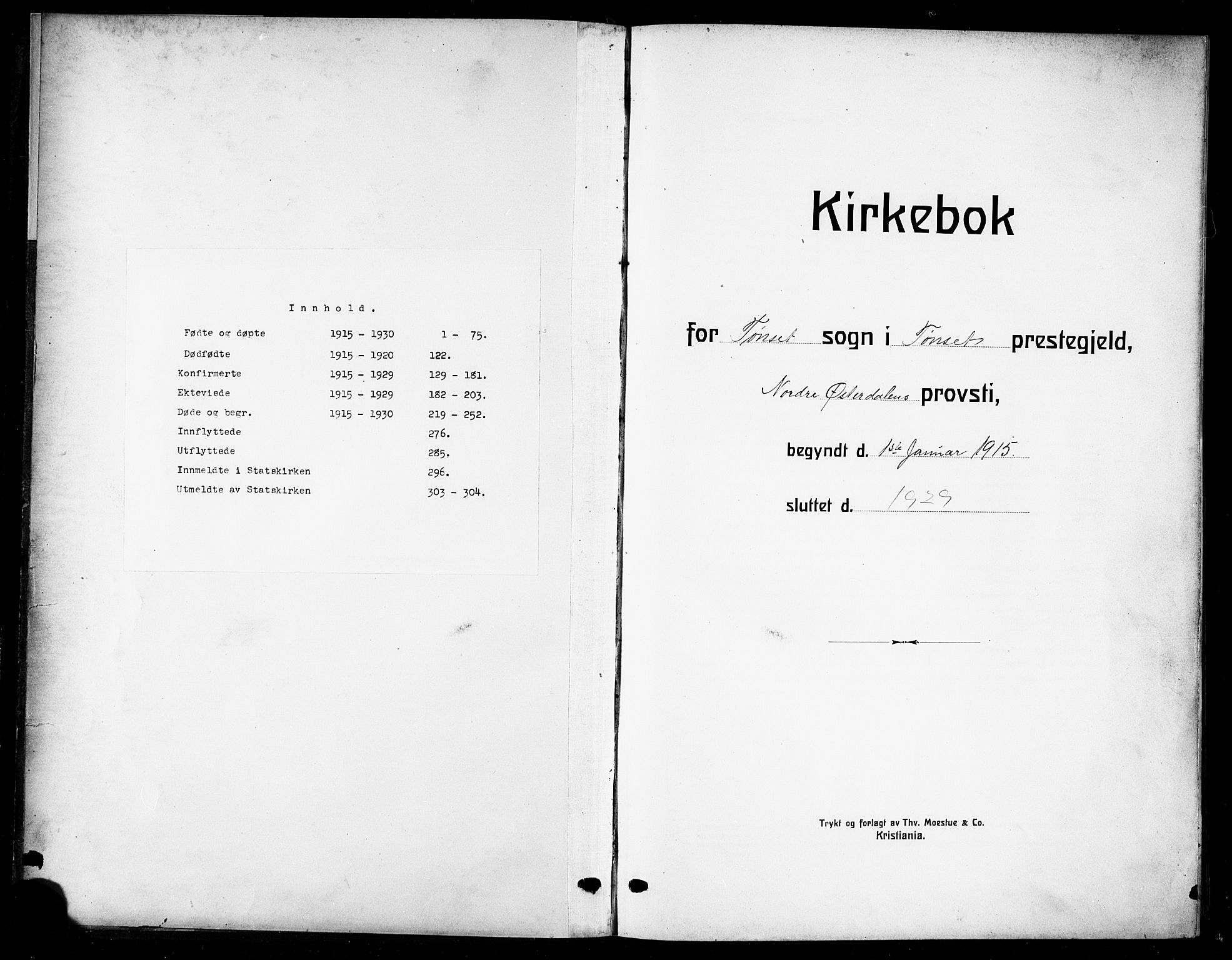Tynset prestekontor, AV/SAH-PREST-058/H/Ha/Hab/L0011: Klokkerbok nr. 11, 1915-1930