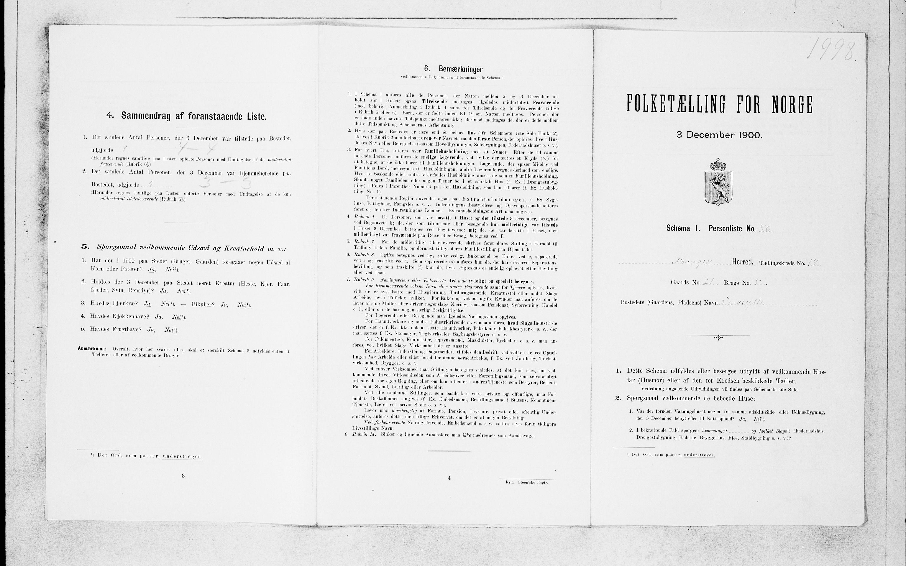 SAB, Folketelling 1900 for 1261 Manger herred, 1900, s. 1322