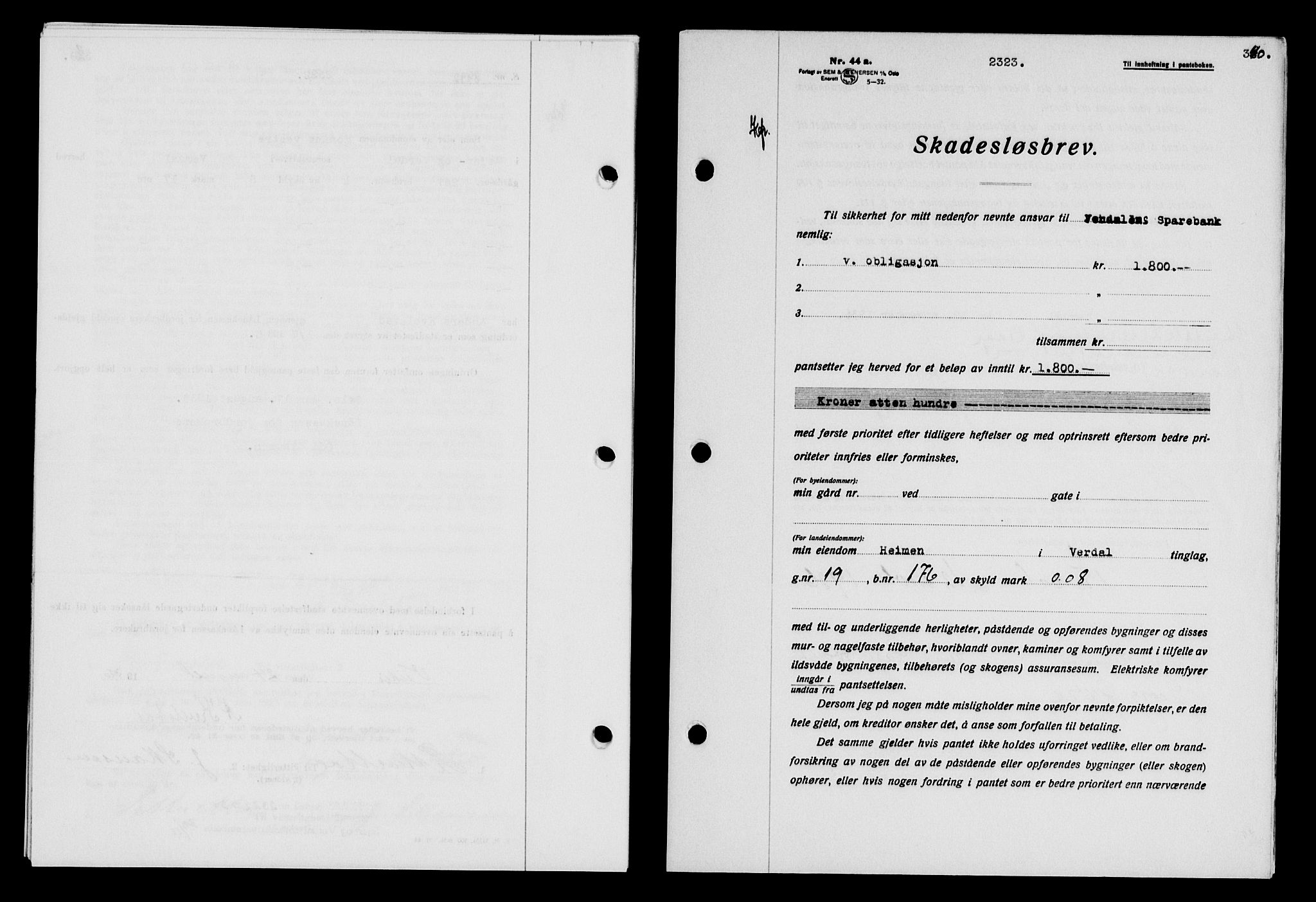 Stjør- og Verdal sorenskriveri, SAT/A-4167/1/2/2C/L0078: Pantebok nr. 46, 1936-1937, Dagboknr: 2323/1936