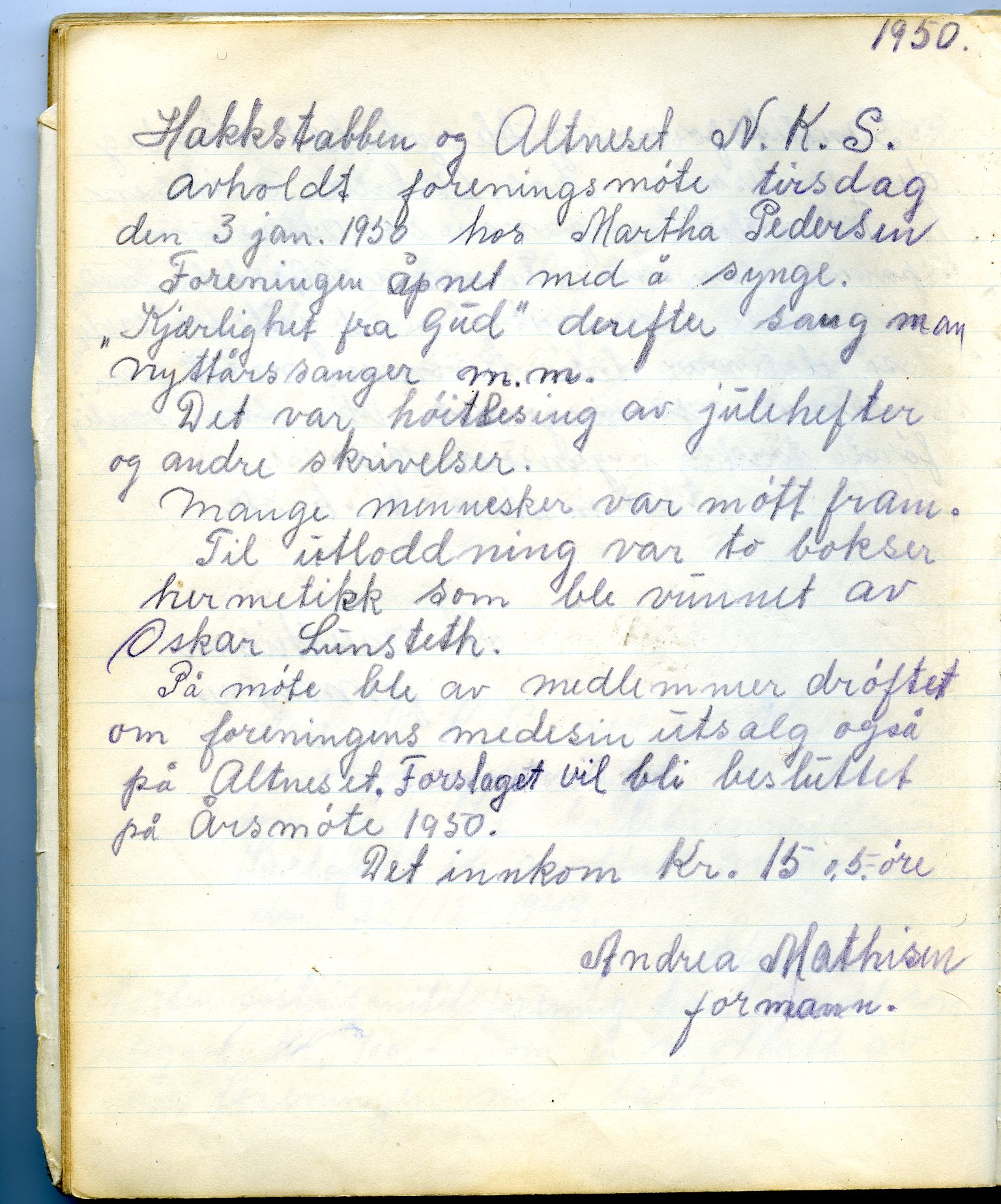 Hakkstabben-Altneset sanitetsforening, FMFB/A-1008/A/L0001: Møteprotokoll, 1947-1960