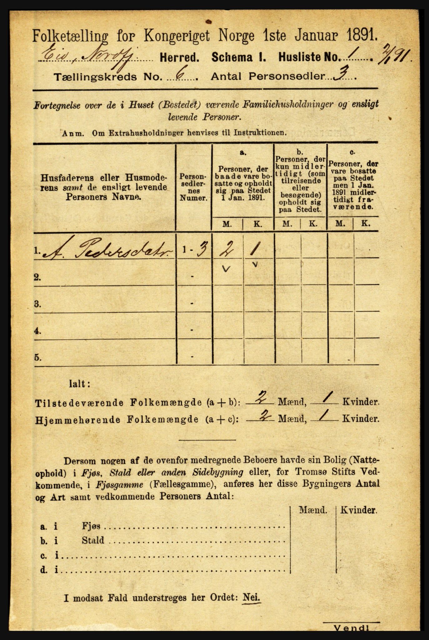 RA, Folketelling 1891 for 1443 Eid herred, 1891, s. 1431