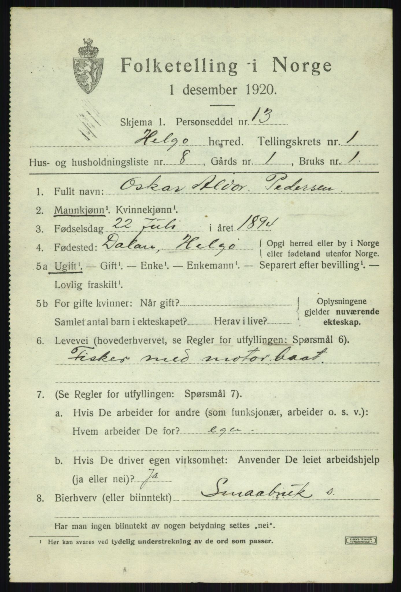 SATØ, Folketelling 1920 for 1935 Helgøy herred, 1920, s. 582