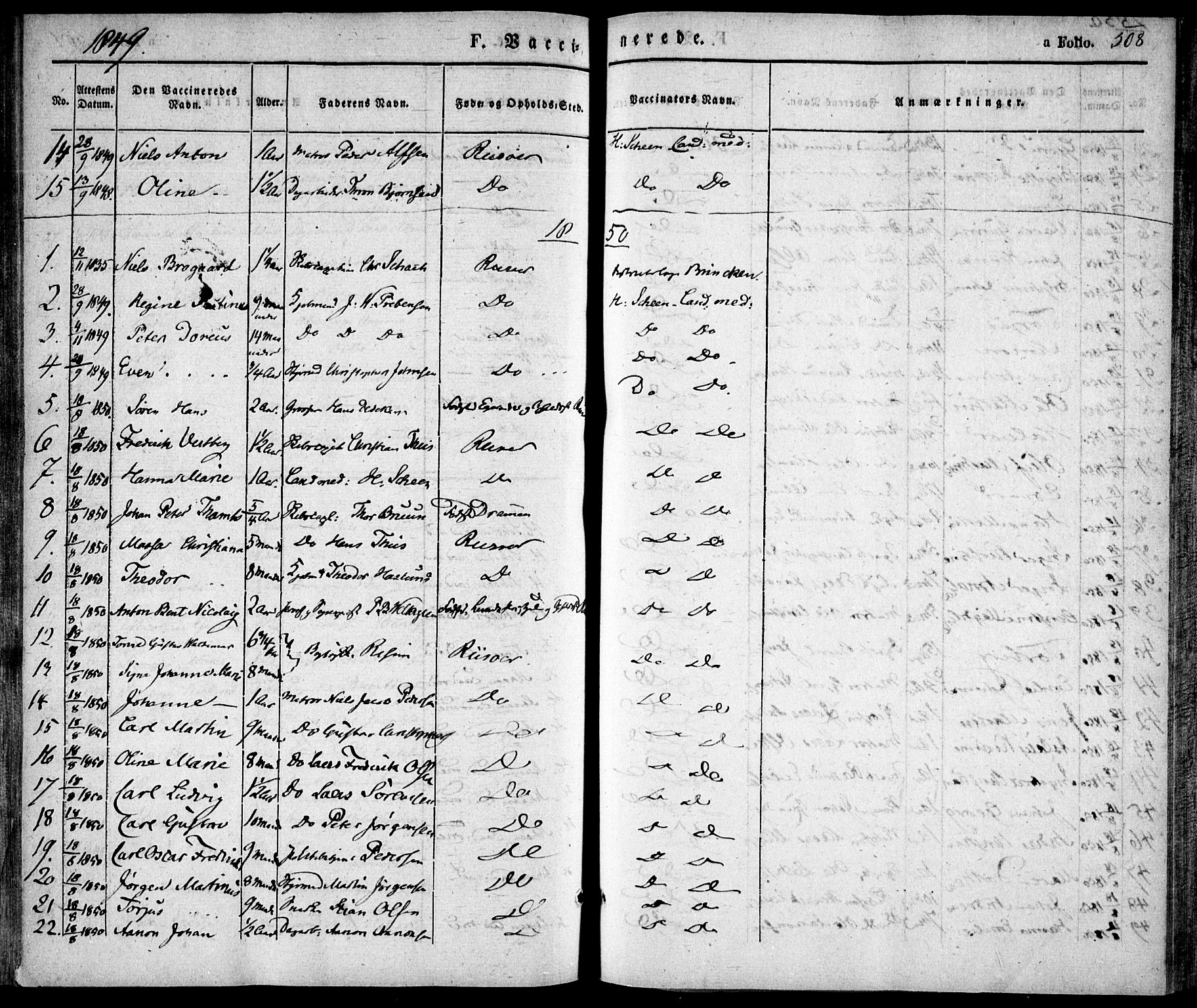 Risør sokneprestkontor, AV/SAK-1111-0035/F/Fa/L0003: Ministerialbok nr. A 3, 1838-1864, s. 508