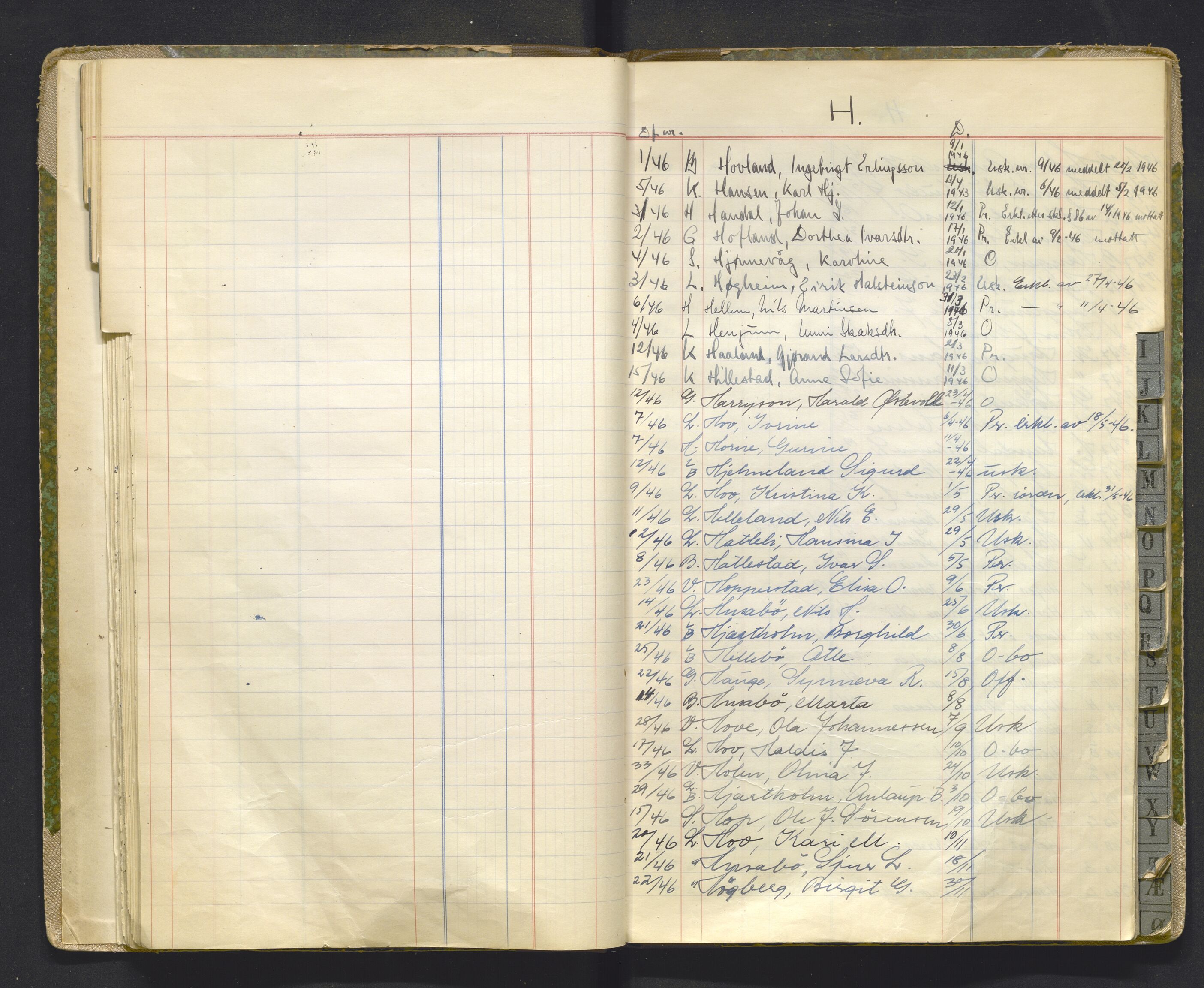 Ytre Sogn tingrett, AV/SAB-A-2601/1/H/Hh/L0002: Dødsfallsregister, 1946-1958