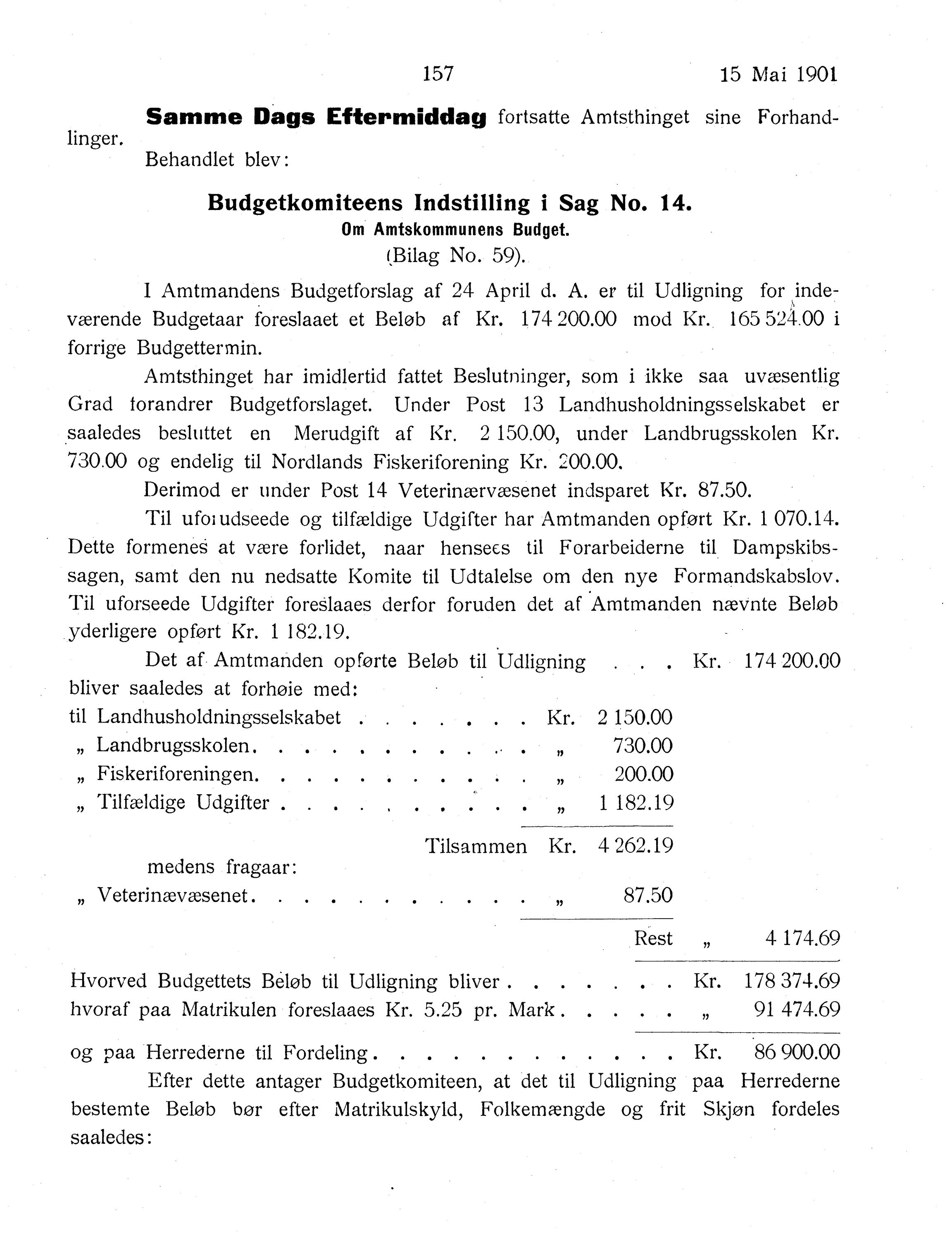 Nordland Fylkeskommune. Fylkestinget, AIN/NFK-17/176/A/Ac/L0024: Fylkestingsforhandlinger 1901, 1901