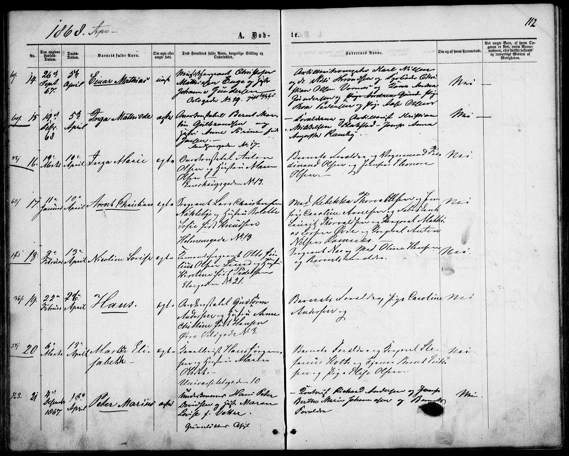 Garnisonsmenigheten Kirkebøker, AV/SAO-A-10846/F/Fa/L0010: Ministerialbok nr. 10, 1859-1869, s. 112