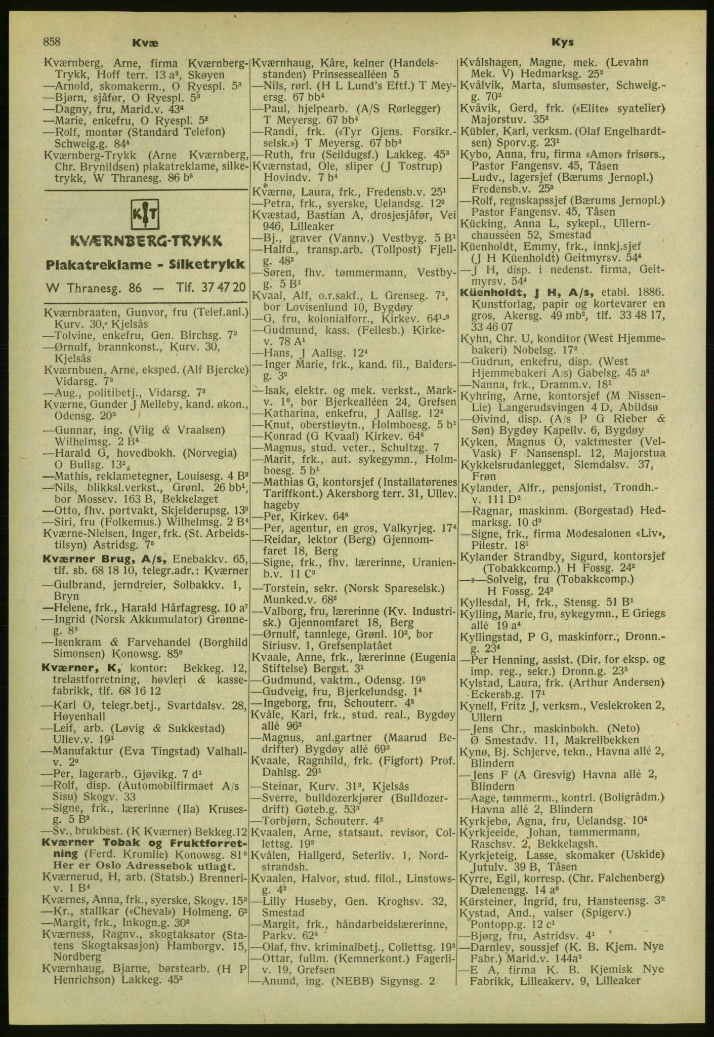 Kristiania/Oslo adressebok, PUBL/-, 1952, s. 858