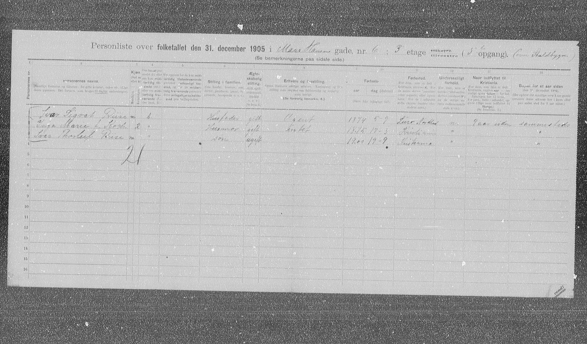 OBA, Kommunal folketelling 31.12.1905 for Kristiania kjøpstad, 1905, s. 34121