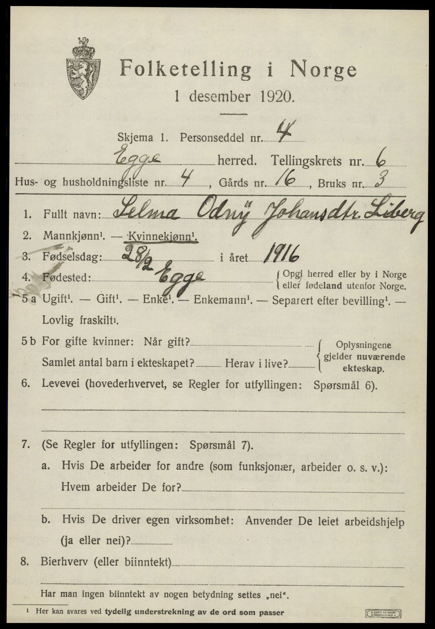 SAT, Folketelling 1920 for 1733 Egge herred, 1920, s. 3868
