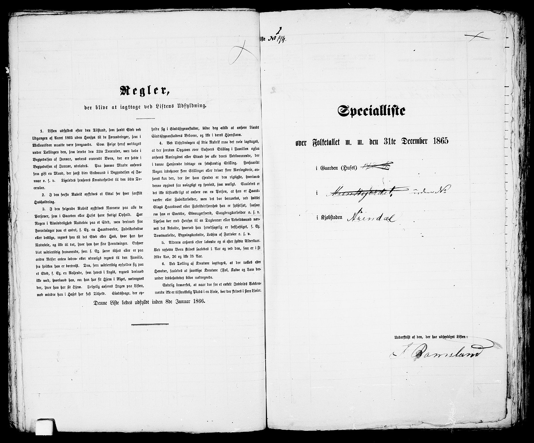 RA, Folketelling 1865 for 0903P Arendal prestegjeld, 1865, s. 395