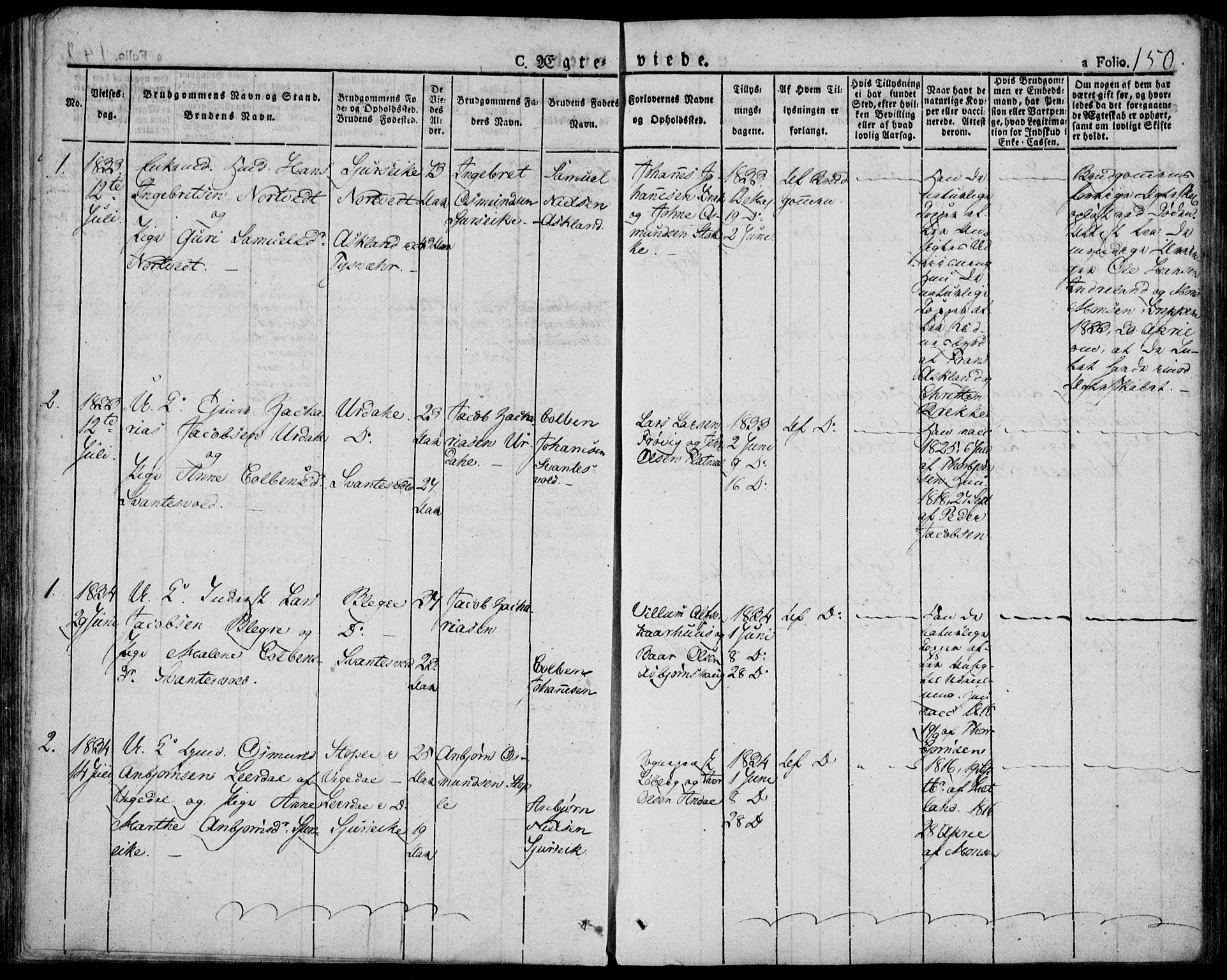 Skjold sokneprestkontor, SAST/A-101847/H/Ha/Haa/L0005: Ministerialbok nr. A 5, 1830-1856, s. 150