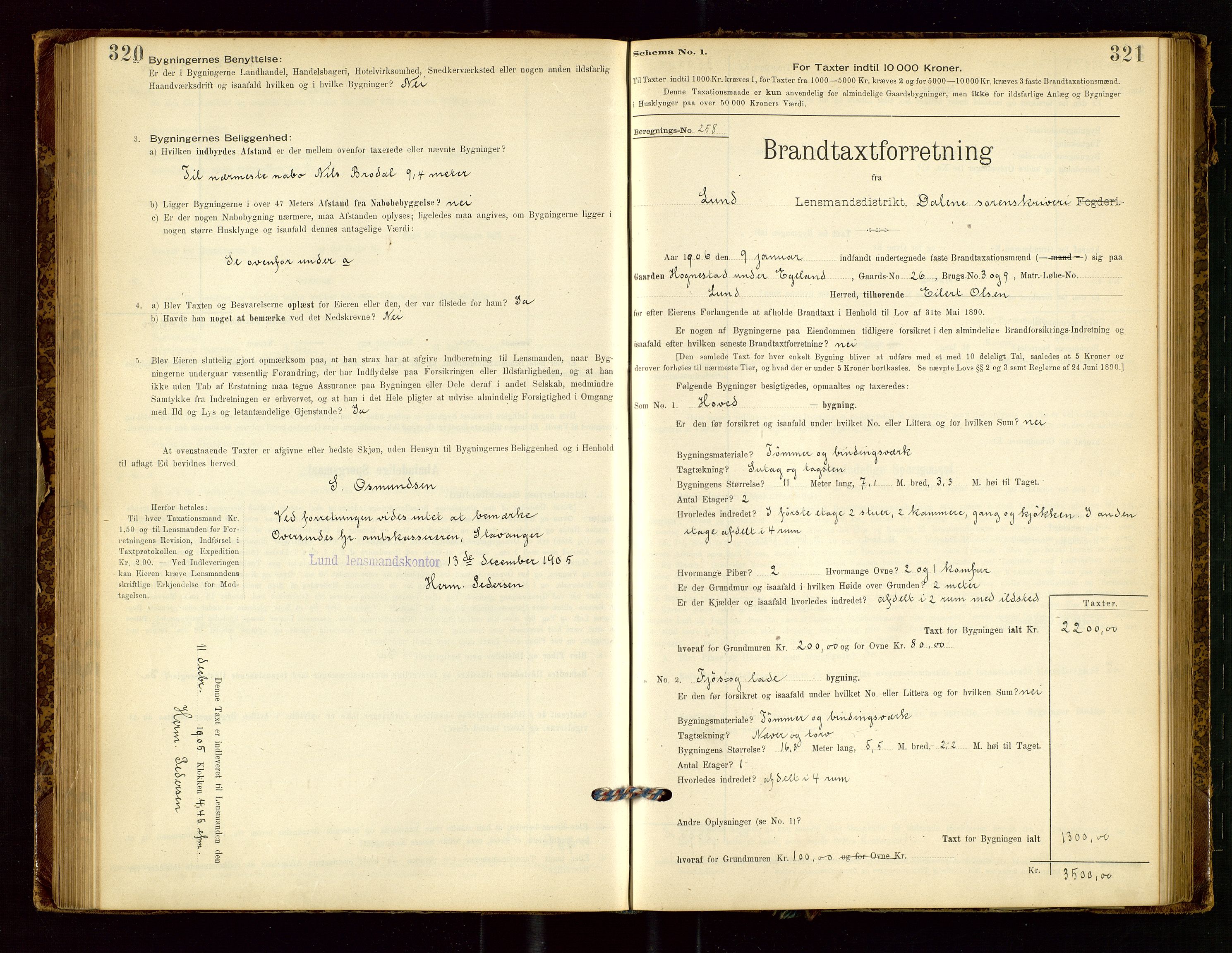 Lund lensmannskontor, AV/SAST-A-100303/Gob/L0001: "Brandtakstprotokol", 1894-1907, s. 320-321