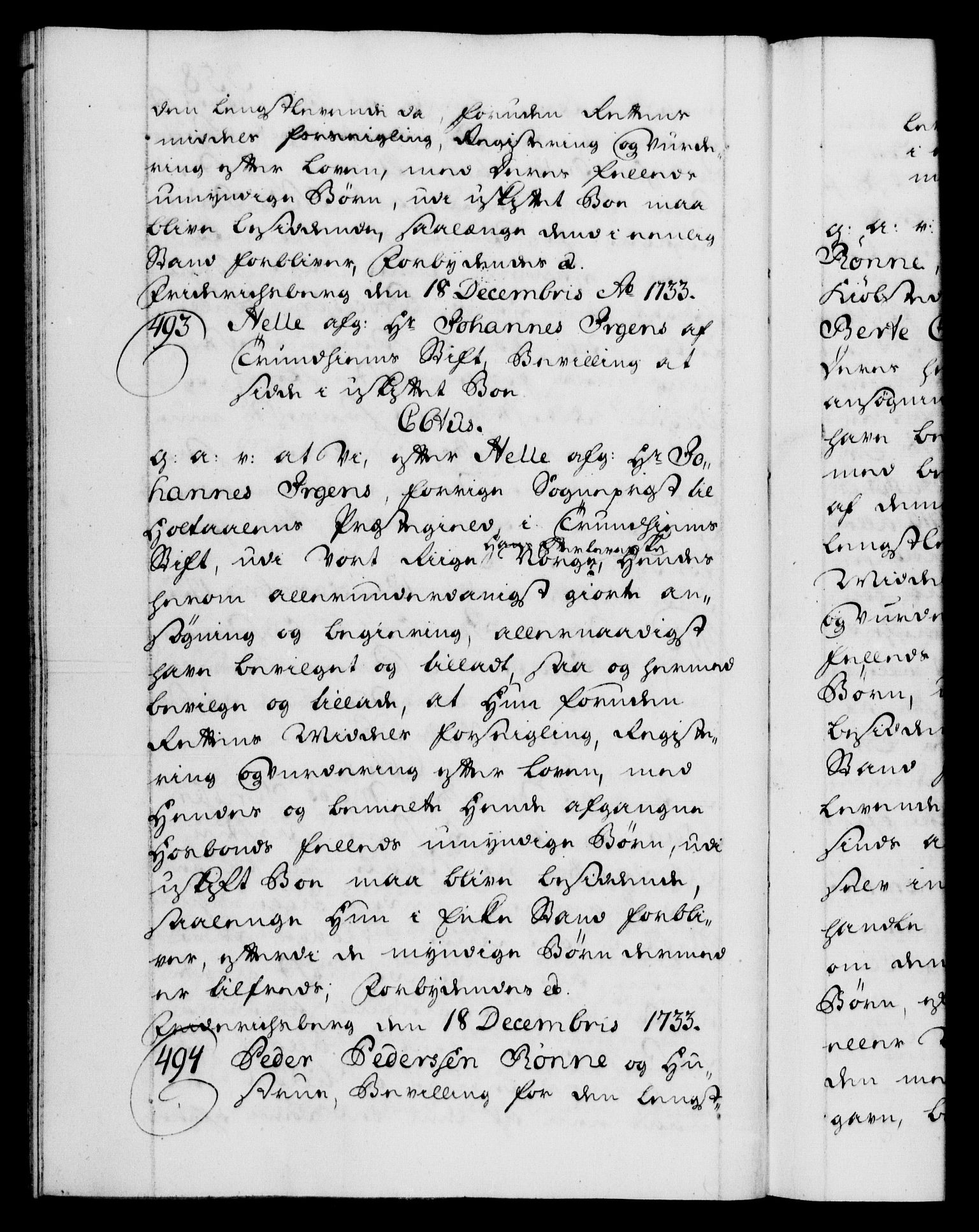 Danske Kanselli 1572-1799, AV/RA-EA-3023/F/Fc/Fca/Fcaa/L0028: Norske registre, 1733-1734, s. 358b