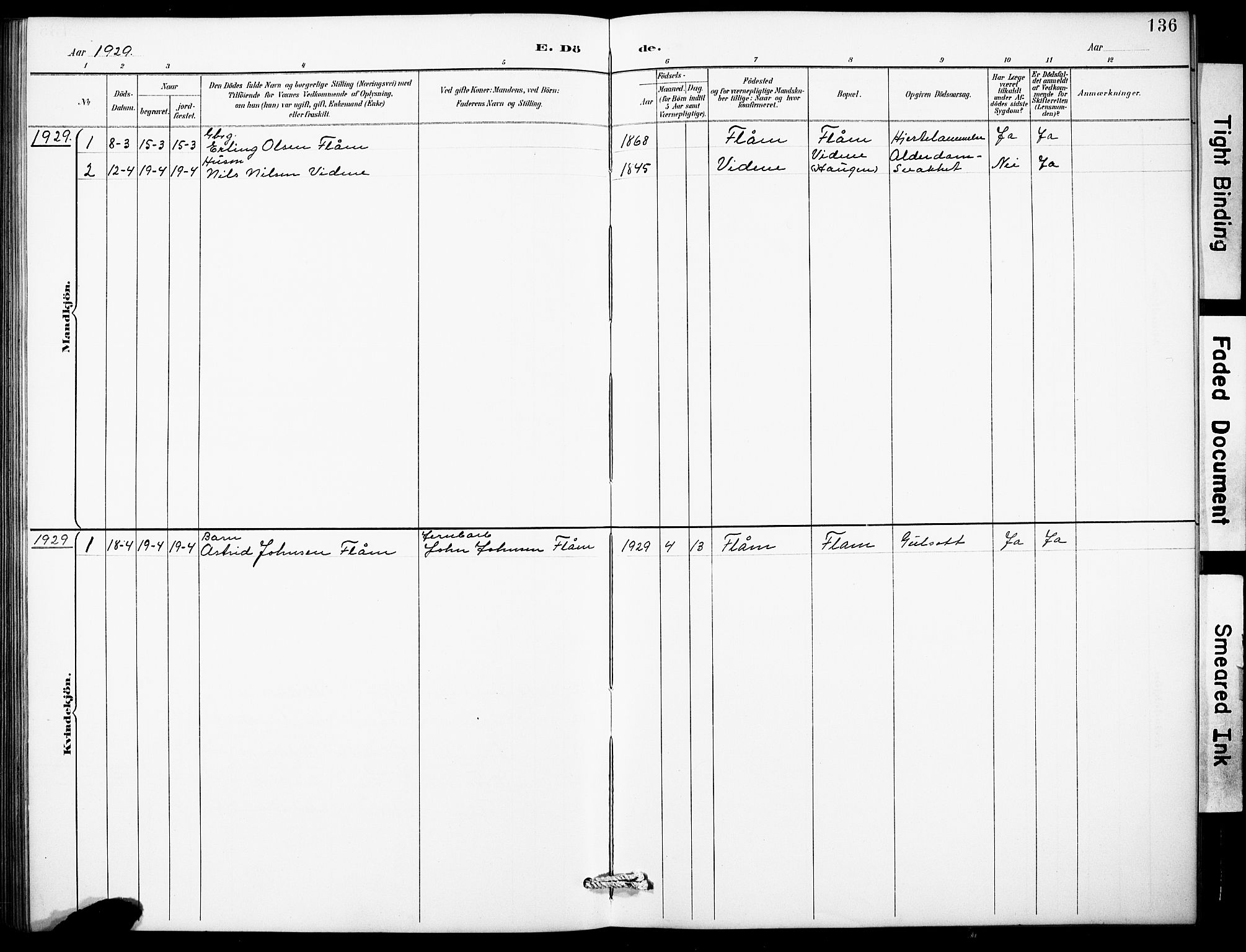 Aurland sokneprestembete, AV/SAB-A-99937/H/Hb/Hbb/L0002: Klokkerbok nr. B 2, 1887-1929, s. 136