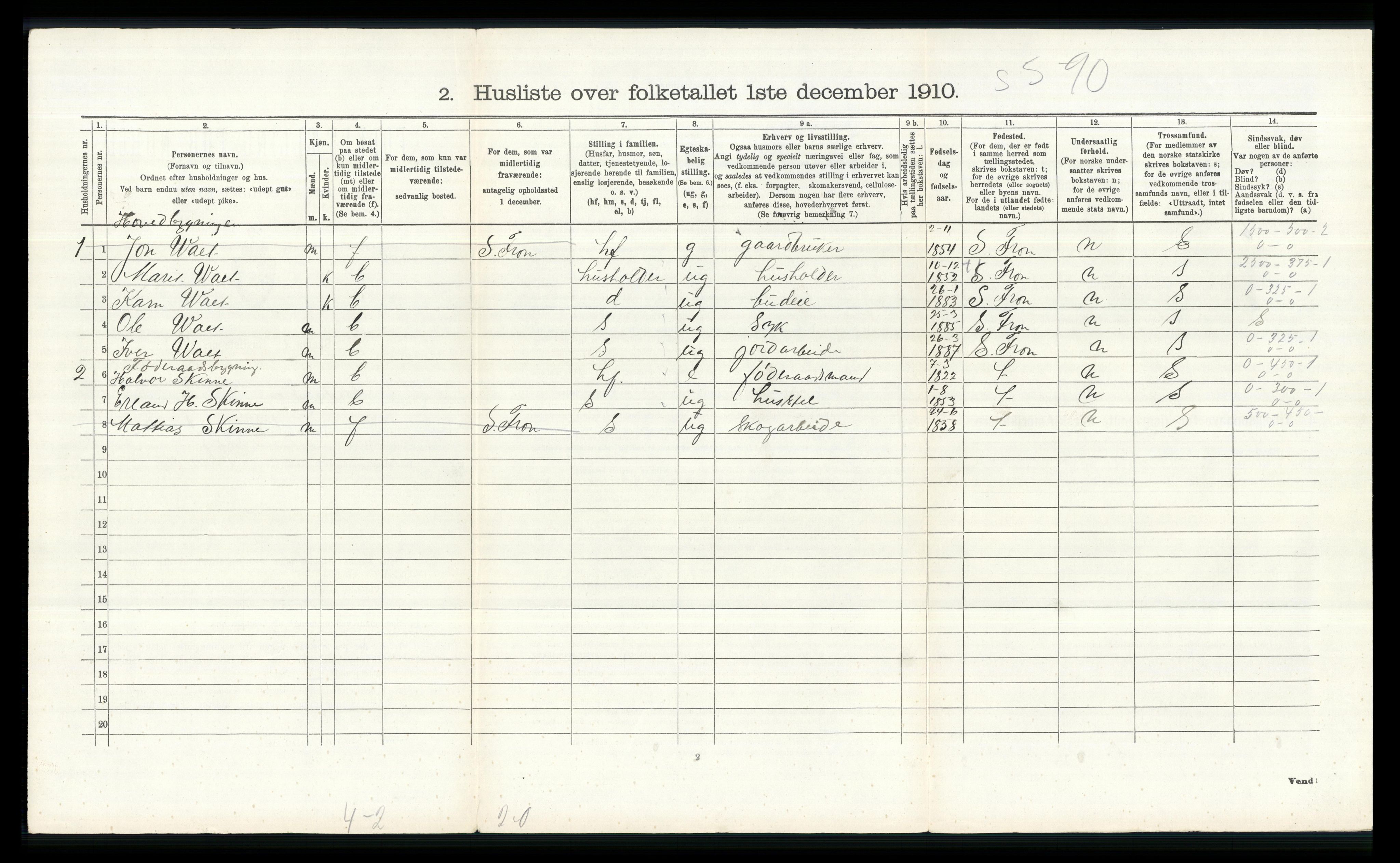 RA, Folketelling 1910 for 0518 Nord-Fron herred, 1910, s. 761