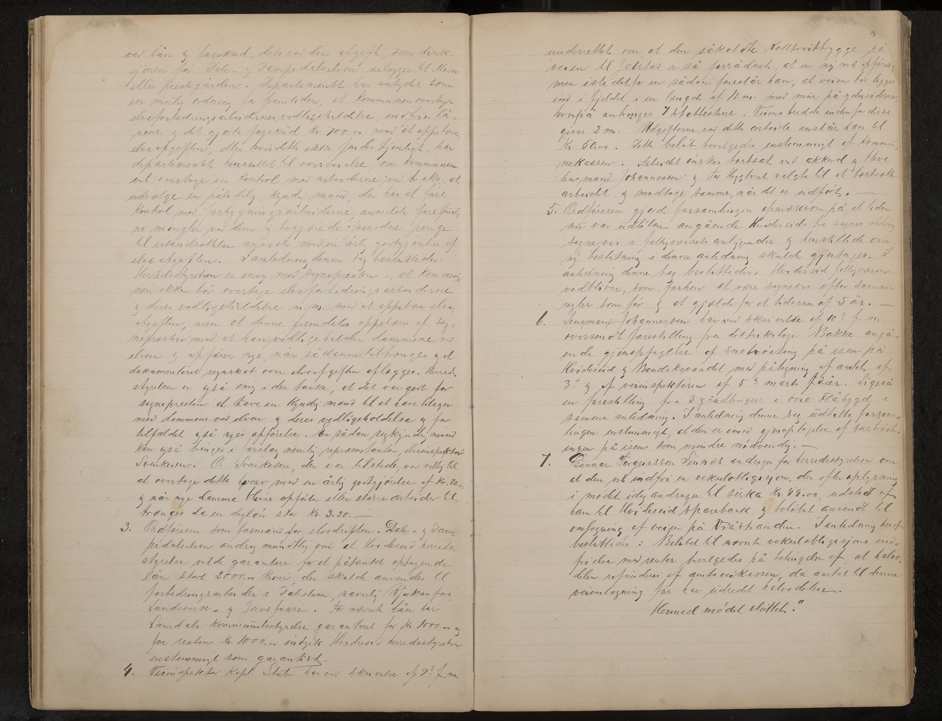 Kviteseid formannskap og sentraladministrasjon, IKAK/0829021/A/Aa/L0002: Utskrift av møtebok, 1882-1888, s. 14