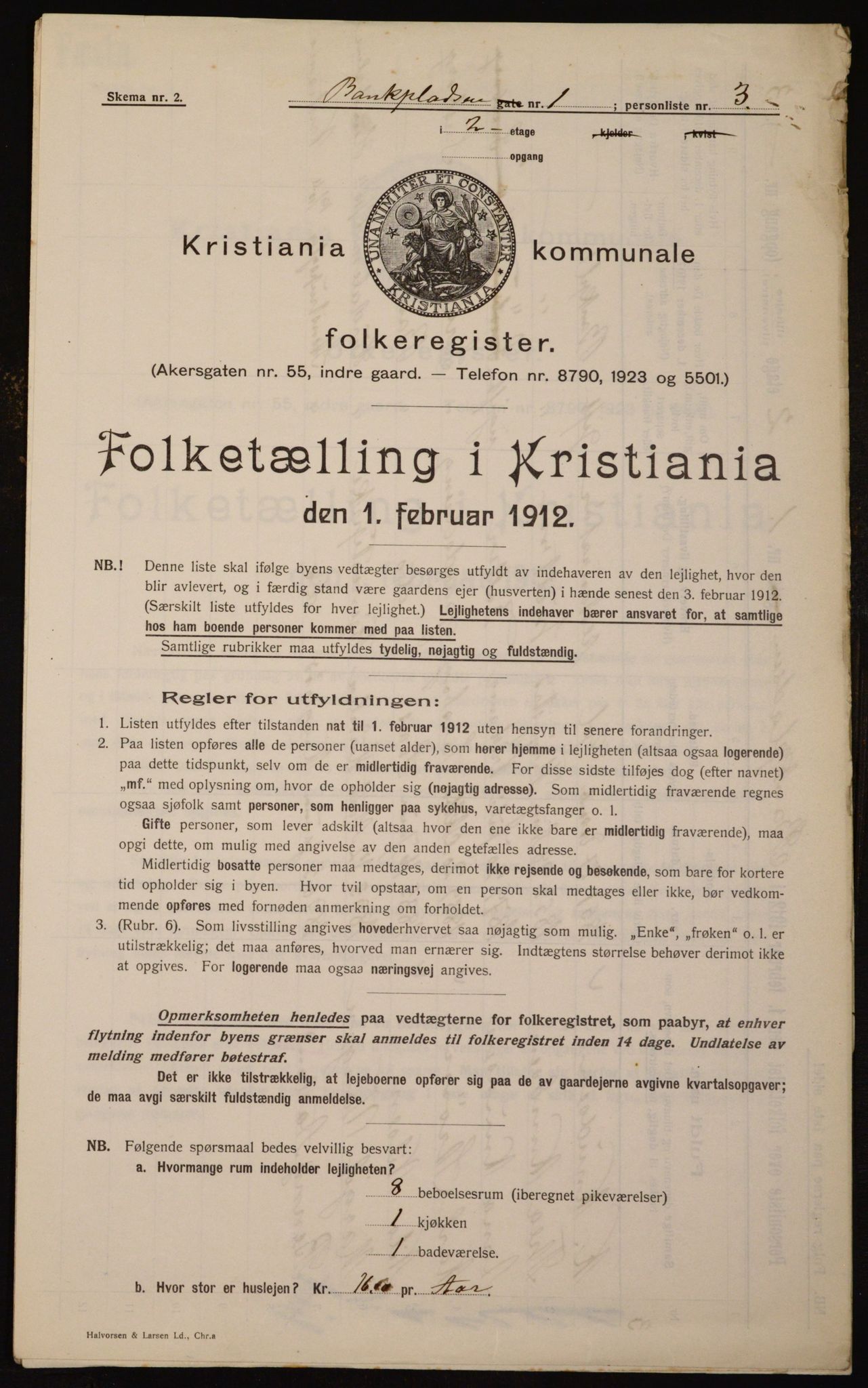 OBA, Kommunal folketelling 1.2.1912 for Kristiania, 1912, s. 3234