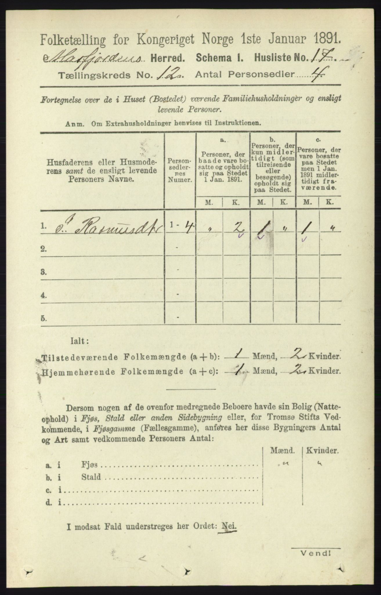 RA, Folketelling 1891 for 1266 Masfjorden herred, 1891, s. 2448