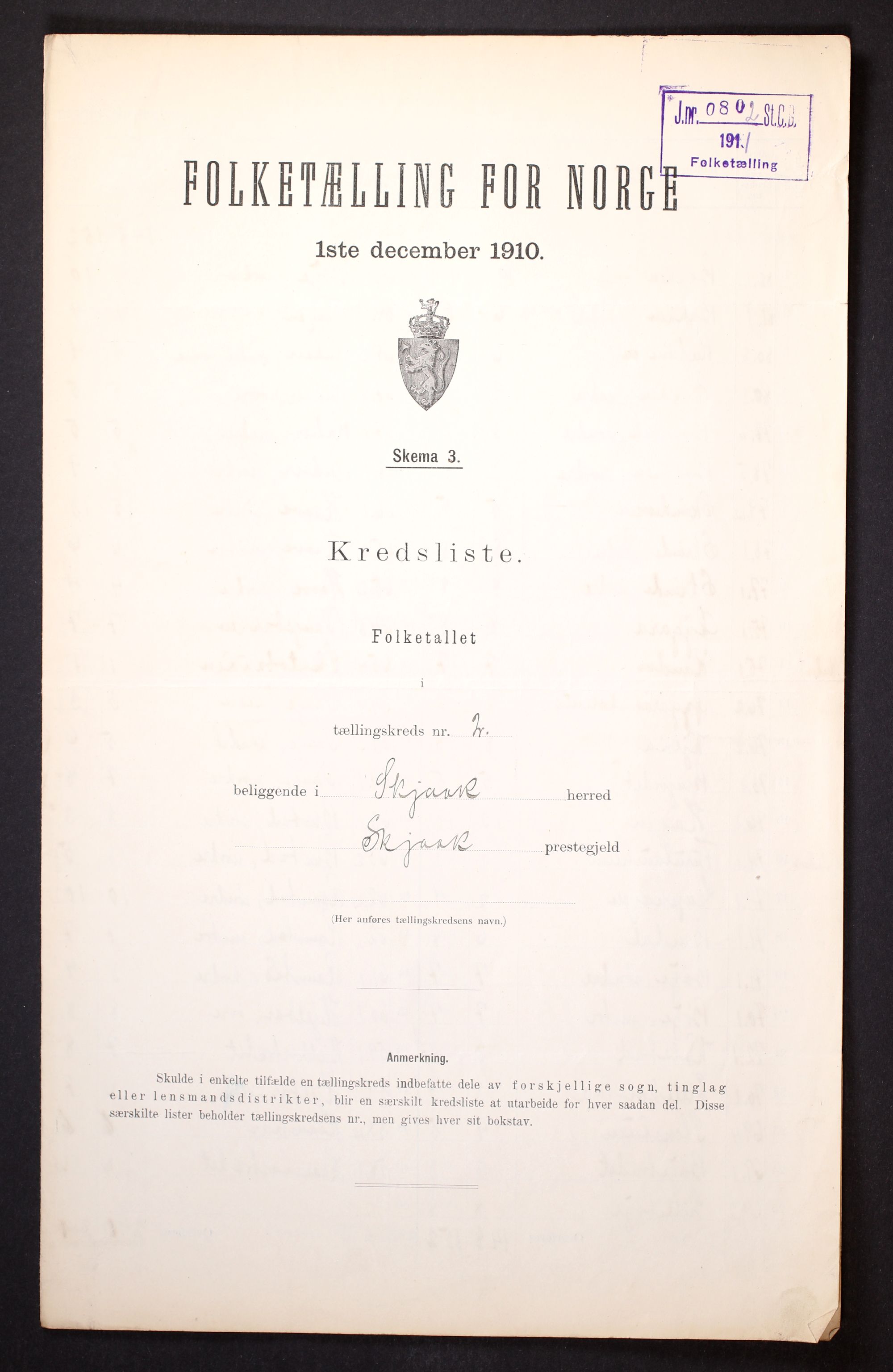 RA, Folketelling 1910 for 0513 Skjåk herred, 1910, s. 7