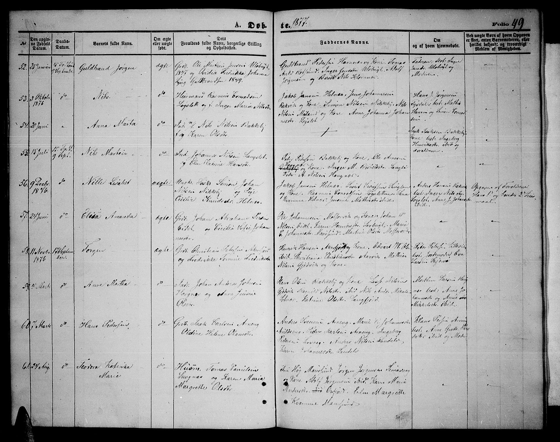 Skjervøy sokneprestkontor, AV/SATØ-S-1300/H/Ha/Hab/L0005klokker: Klokkerbok nr. 5, 1871-1877, s. 49