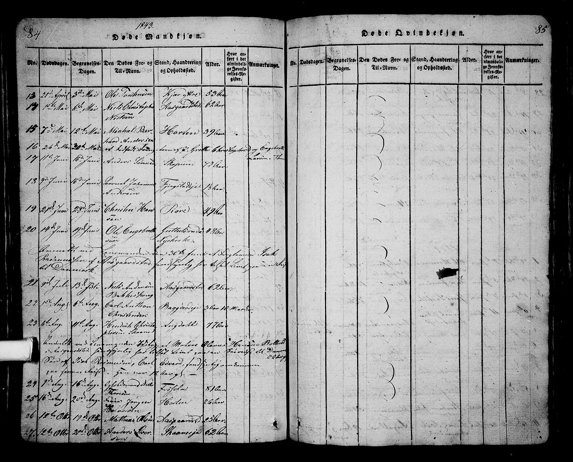 Borre kirkebøker, AV/SAKO-A-338/G/Ga/L0001: Klokkerbok nr. I 1, 1815-1851, s. 84-85