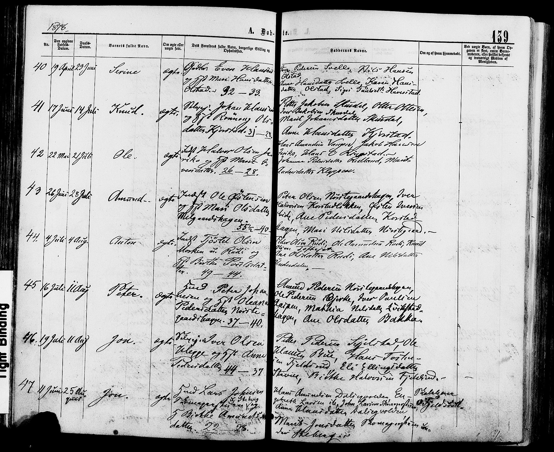 Sør-Fron prestekontor, AV/SAH-PREST-010/H/Ha/Haa/L0002: Ministerialbok nr. 2, 1864-1880, s. 139