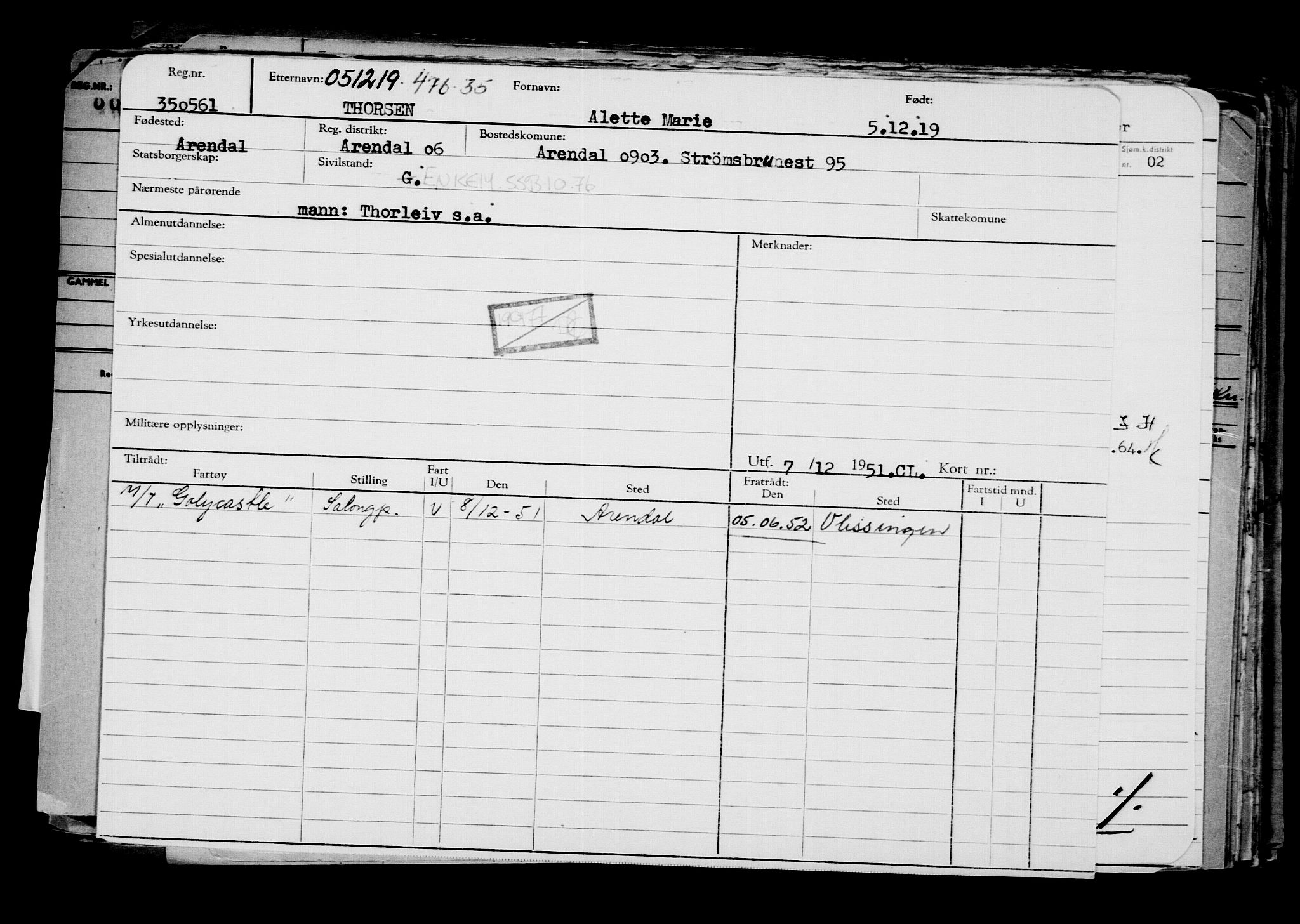 Direktoratet for sjømenn, AV/RA-S-3545/G/Gb/L0174: Hovedkort, 1919, s. 365