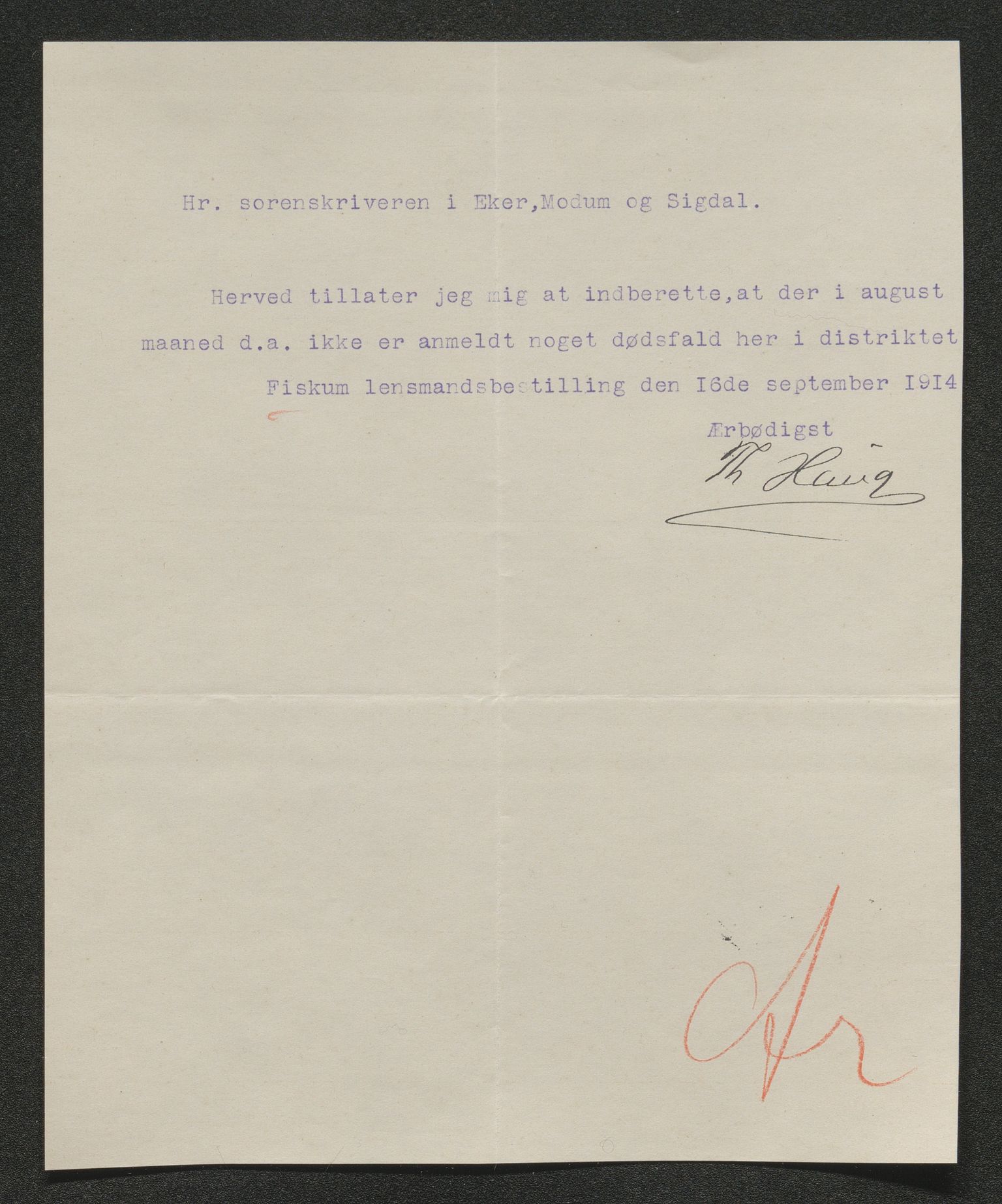 Eiker, Modum og Sigdal sorenskriveri, SAKO/A-123/H/Ha/Hab/L0037: Dødsfallsmeldinger, 1914-1915, s. 440