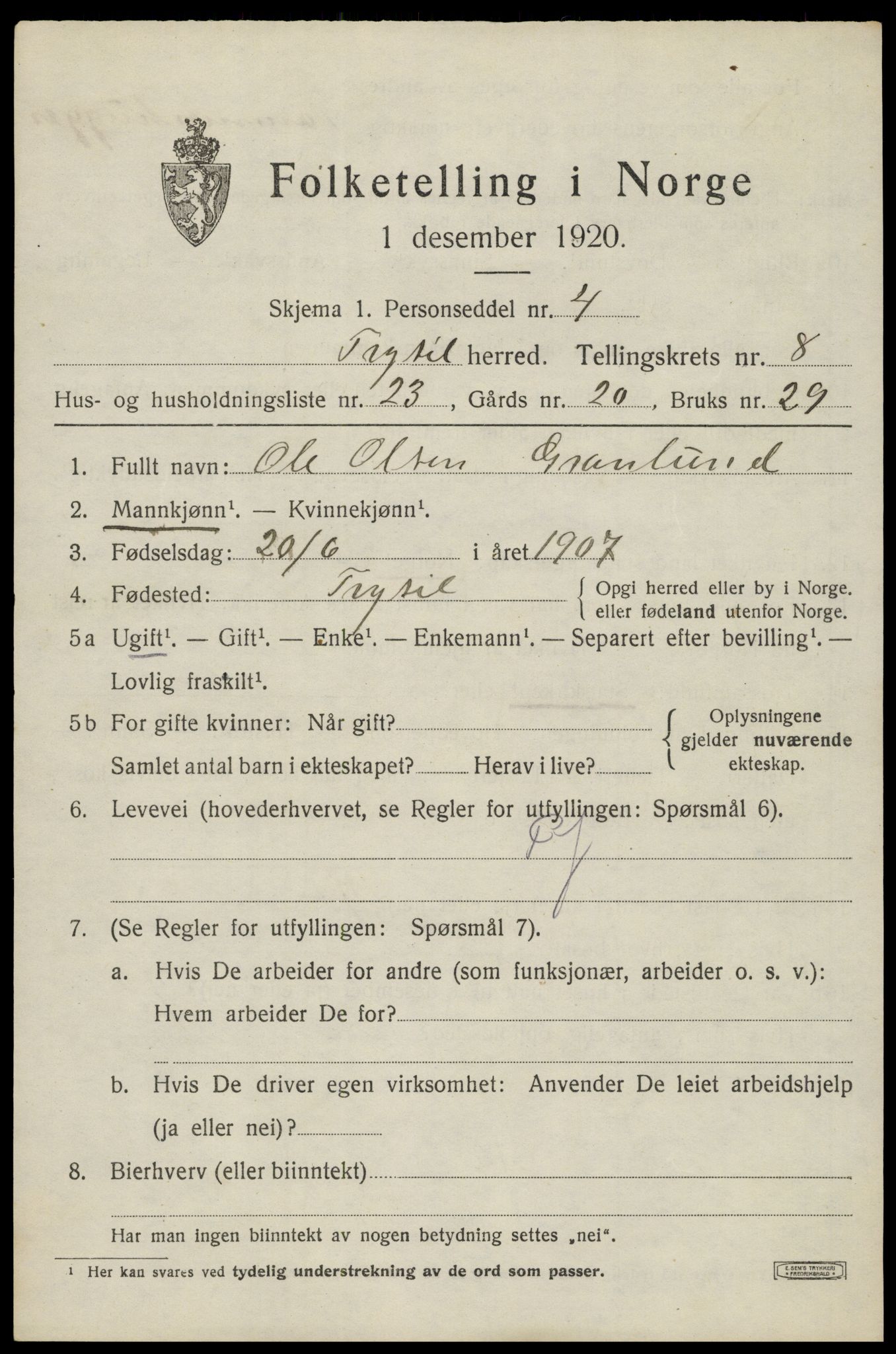 SAH, Folketelling 1920 for 0428 Trysil herred, 1920, s. 6517