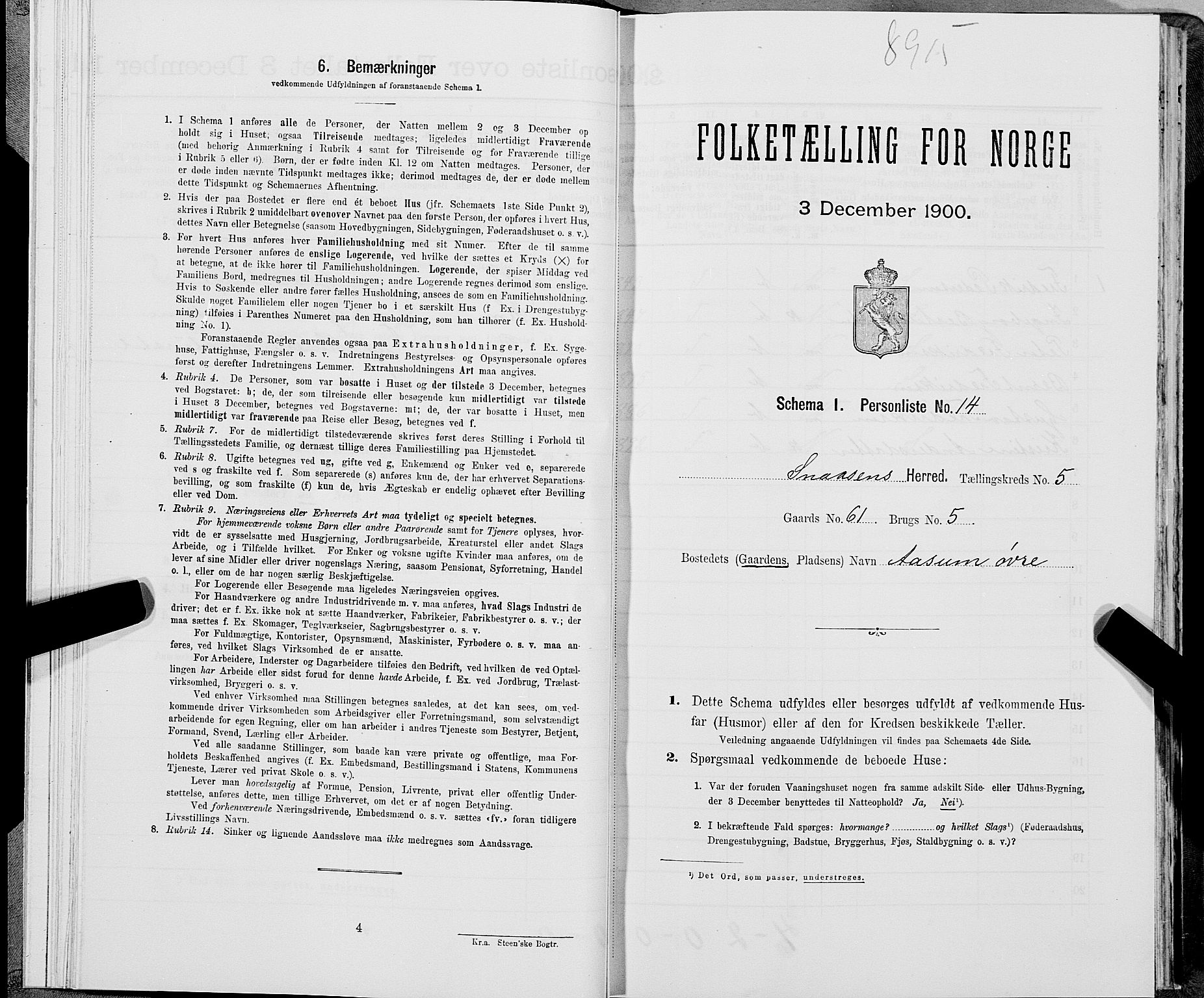 SAT, Folketelling 1900 for 1736 Snåsa herred, 1900, s. 1166