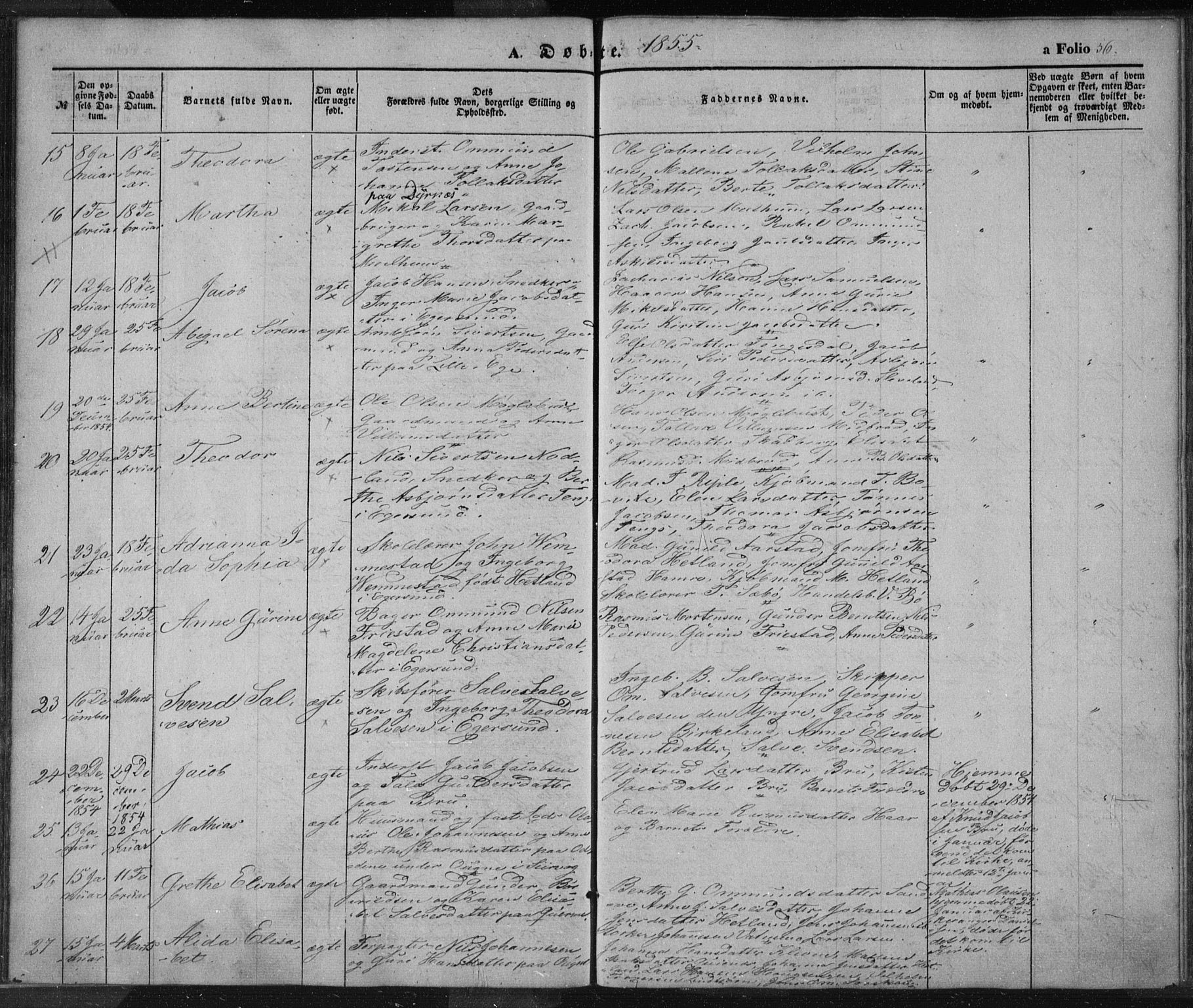 Eigersund sokneprestkontor, AV/SAST-A-101807/S08/L0012: Ministerialbok nr. A 12.1, 1850-1865, s. 56