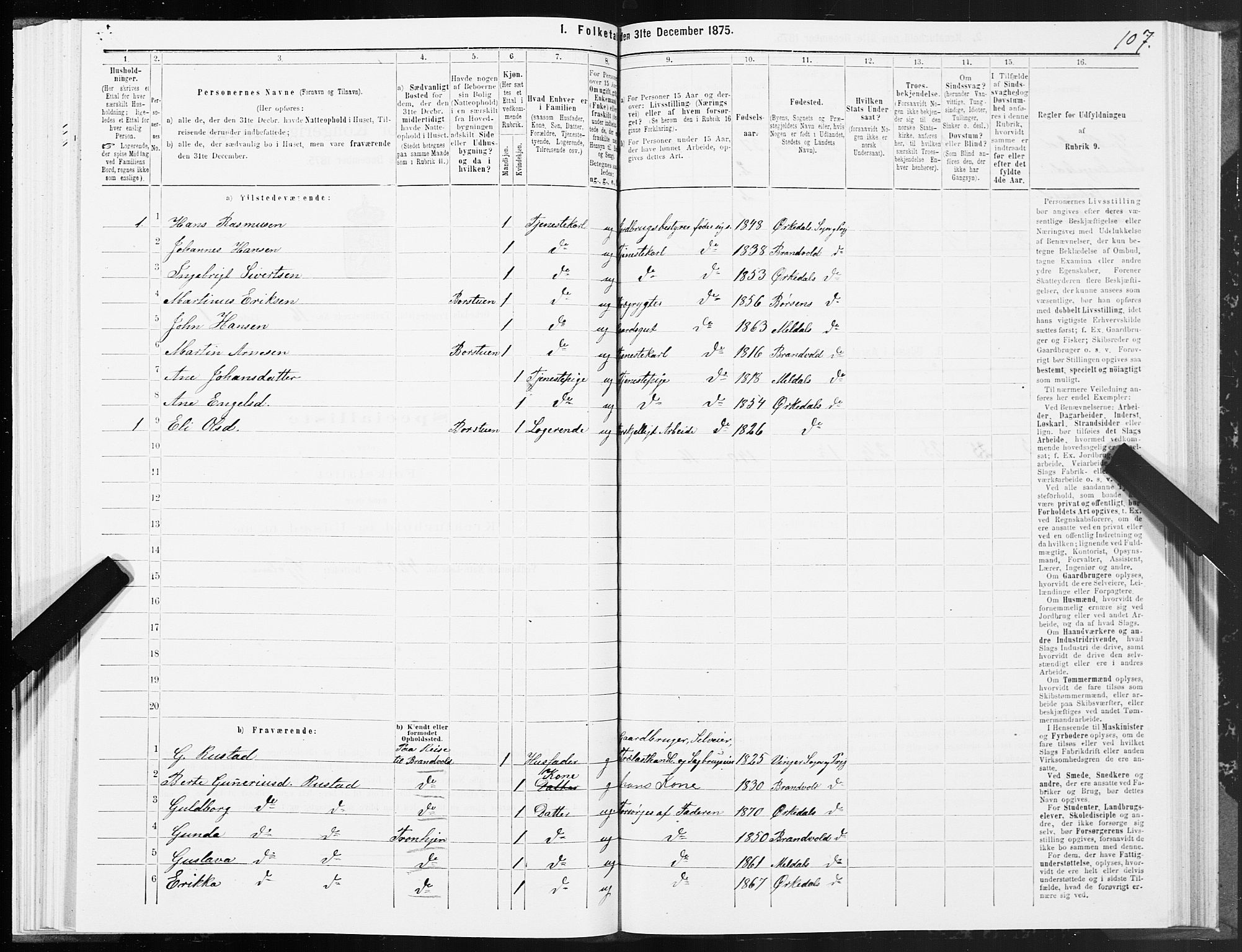 SAT, Folketelling 1875 for 1638P Orkdal prestegjeld, 1875, s. 8107