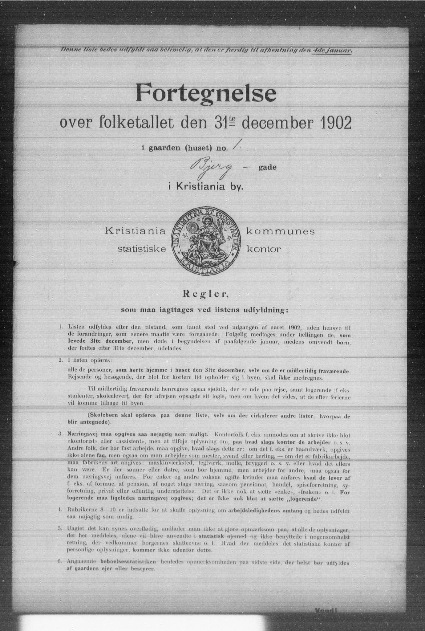 OBA, Kommunal folketelling 31.12.1902 for Kristiania kjøpstad, 1902, s. 1087