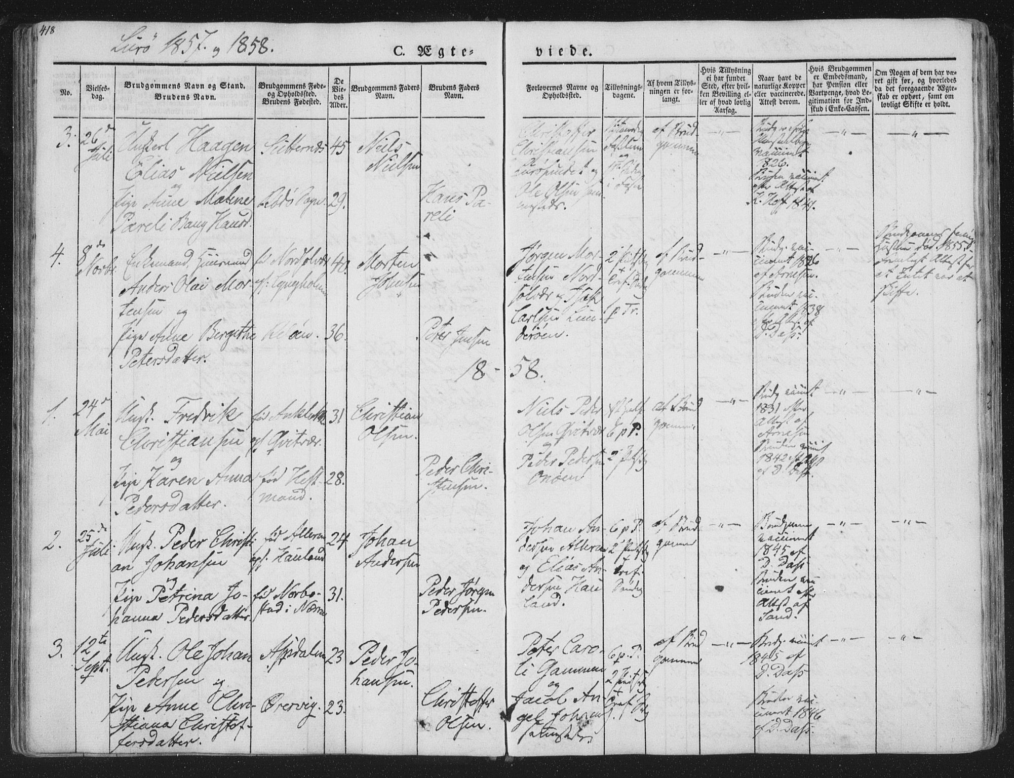 Ministerialprotokoller, klokkerbøker og fødselsregistre - Nordland, AV/SAT-A-1459/839/L0566: Ministerialbok nr. 839A03, 1825-1862, s. 418