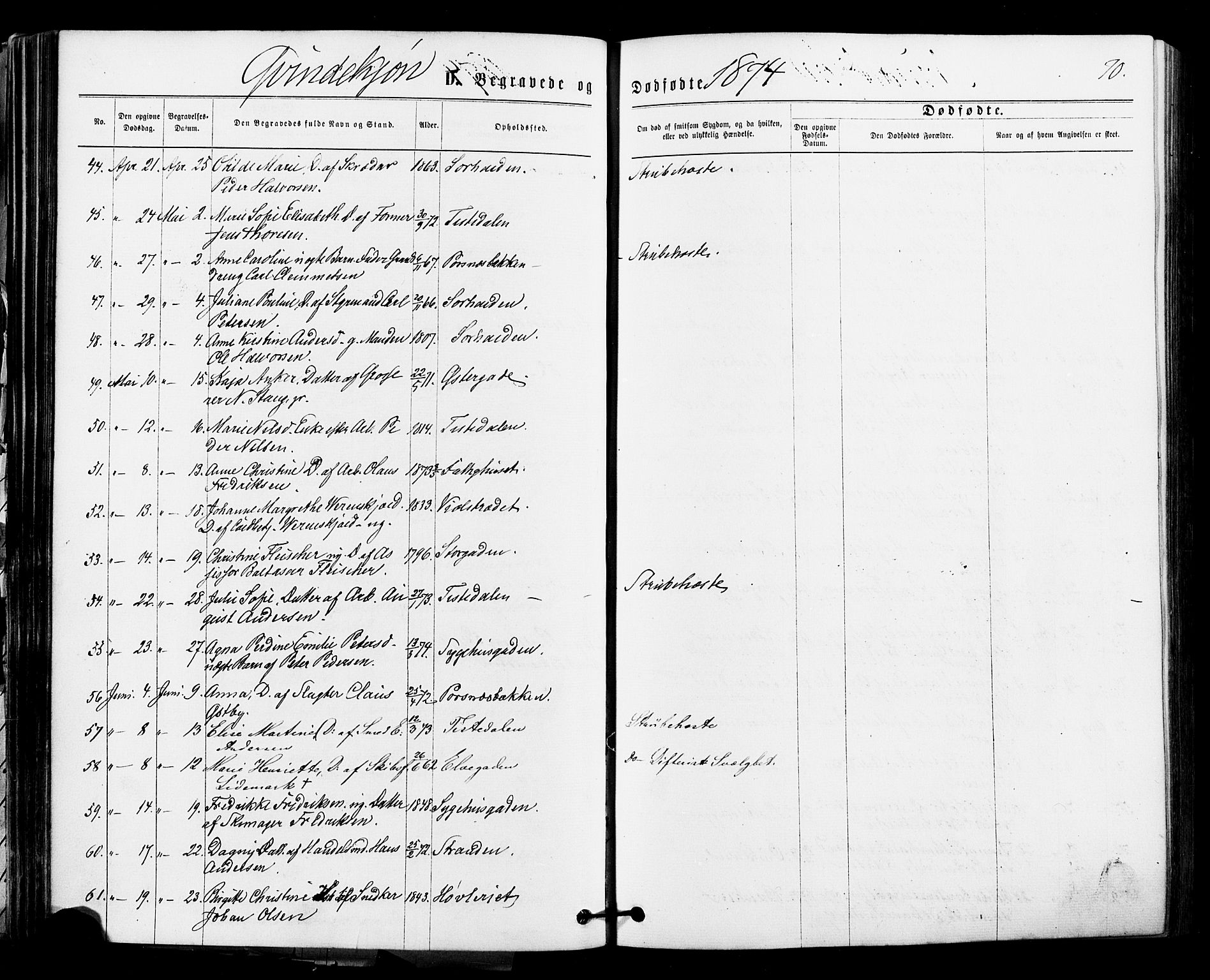 Halden prestekontor Kirkebøker, SAO/A-10909/F/Fa/L0010: Ministerialbok nr. I 10, 1866-1877, s. 70