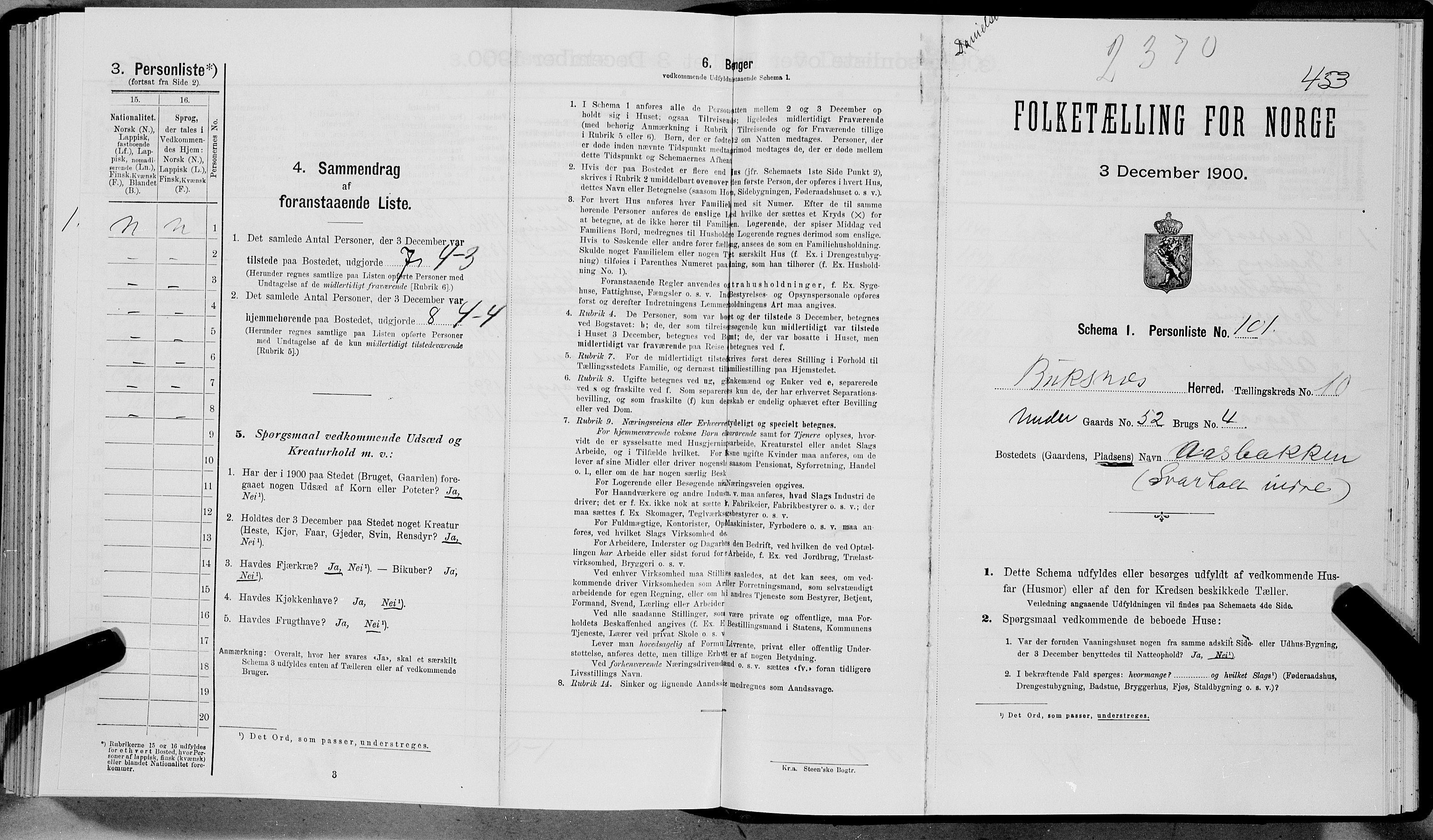 SAT, Folketelling 1900 for 1860 Buksnes herred, 1900, s. 1520