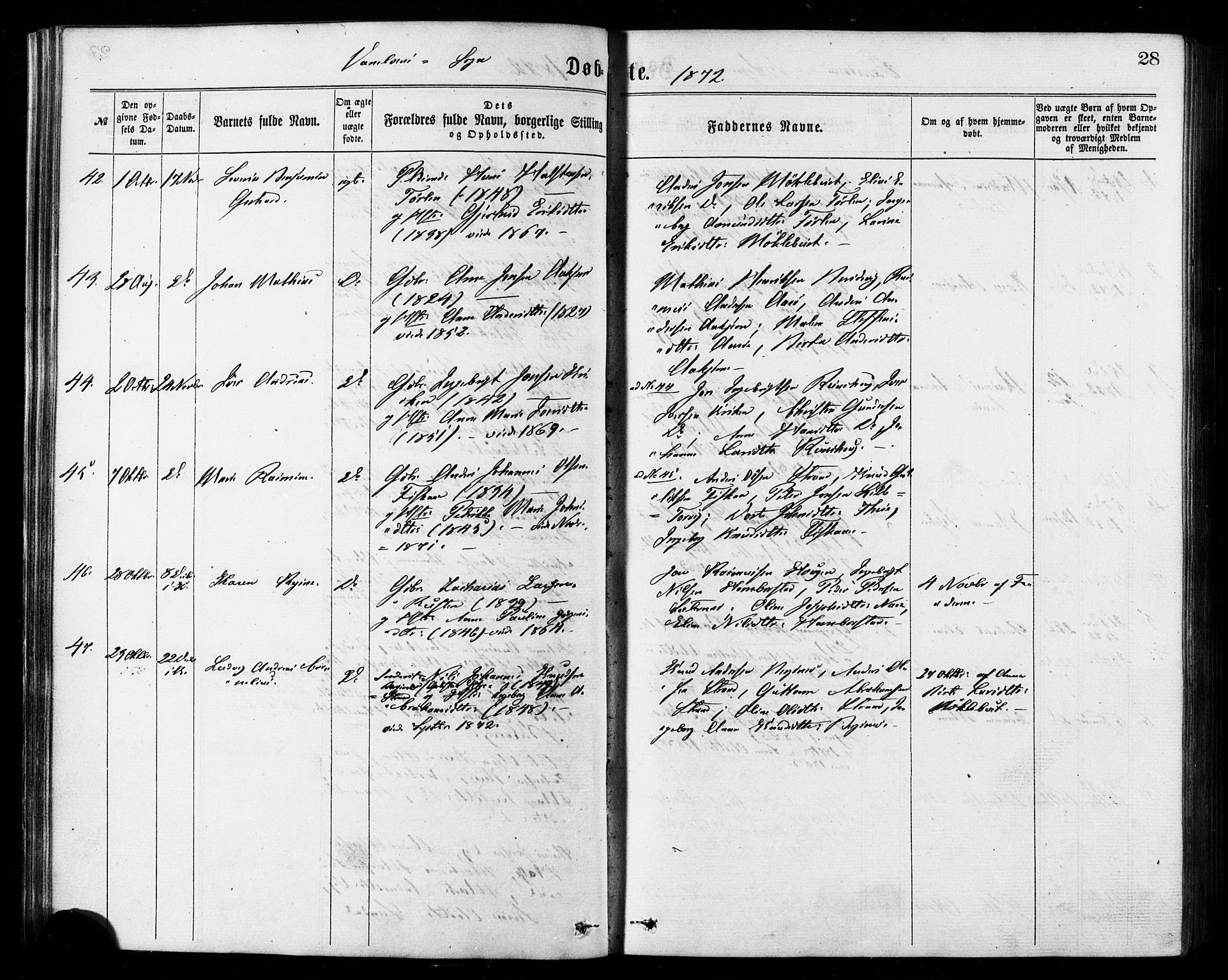 Ministerialprotokoller, klokkerbøker og fødselsregistre - Møre og Romsdal, AV/SAT-A-1454/501/L0007: Ministerialbok nr. 501A07, 1868-1884, s. 28