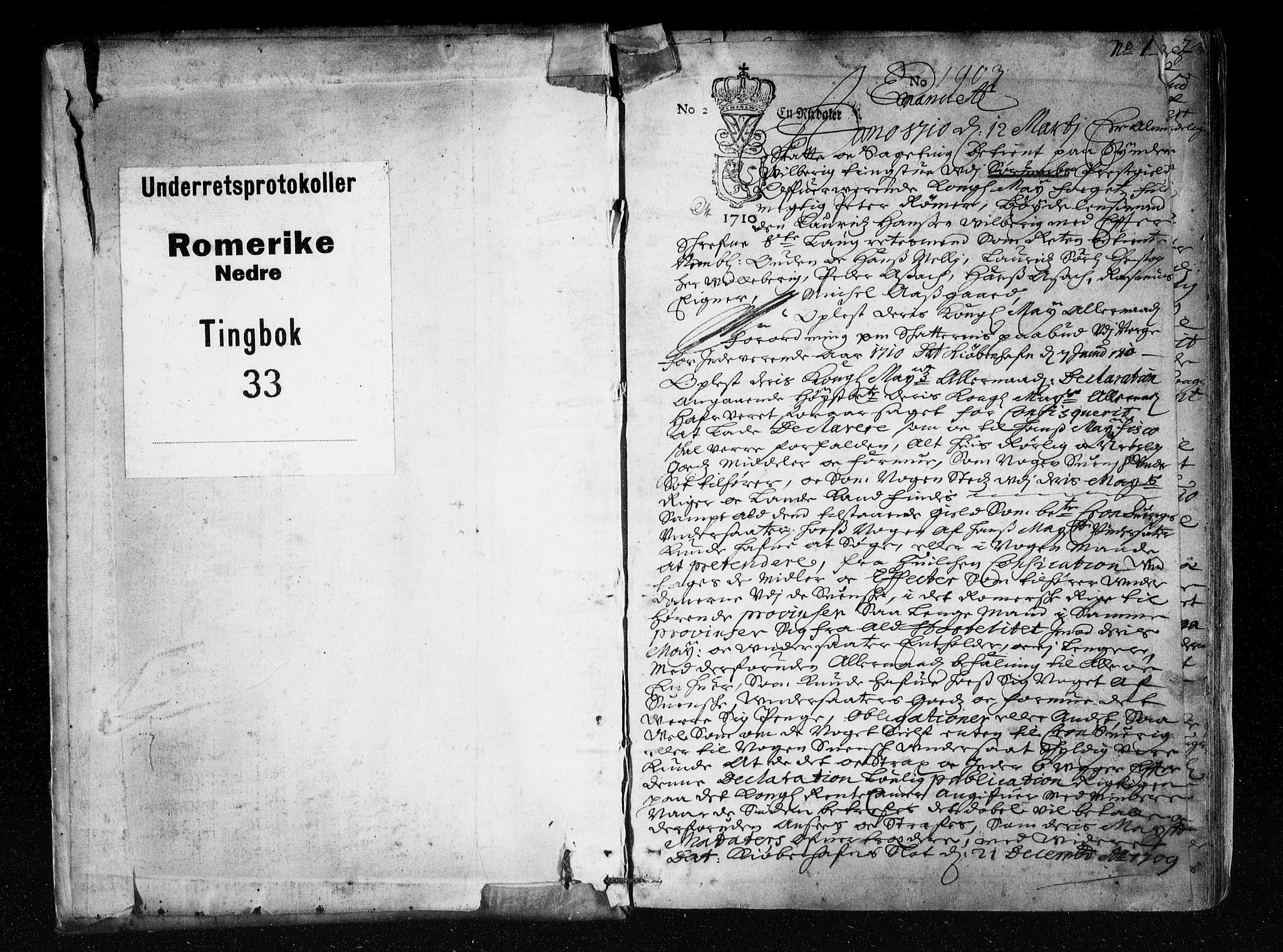 Nedre Romerike sorenskriveri, SAO/A-10469/F/Fb/L0033: Tingbok, 1710-1711, s. 0b-1a