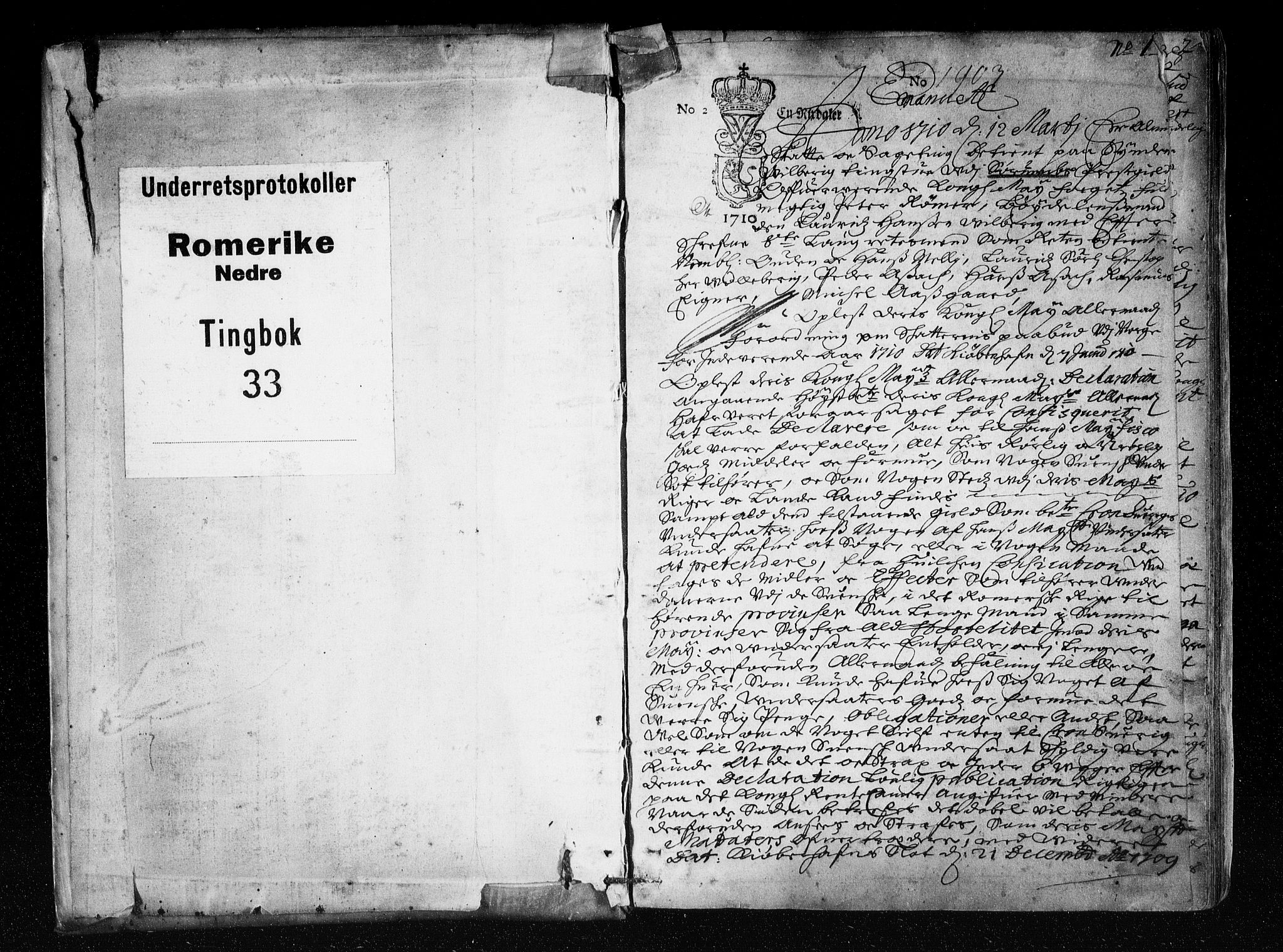 Nedre Romerike sorenskriveri, AV/SAO-A-10469/F/Fb/L0033: Tingbok, 1710-1711, s. 0b-1a