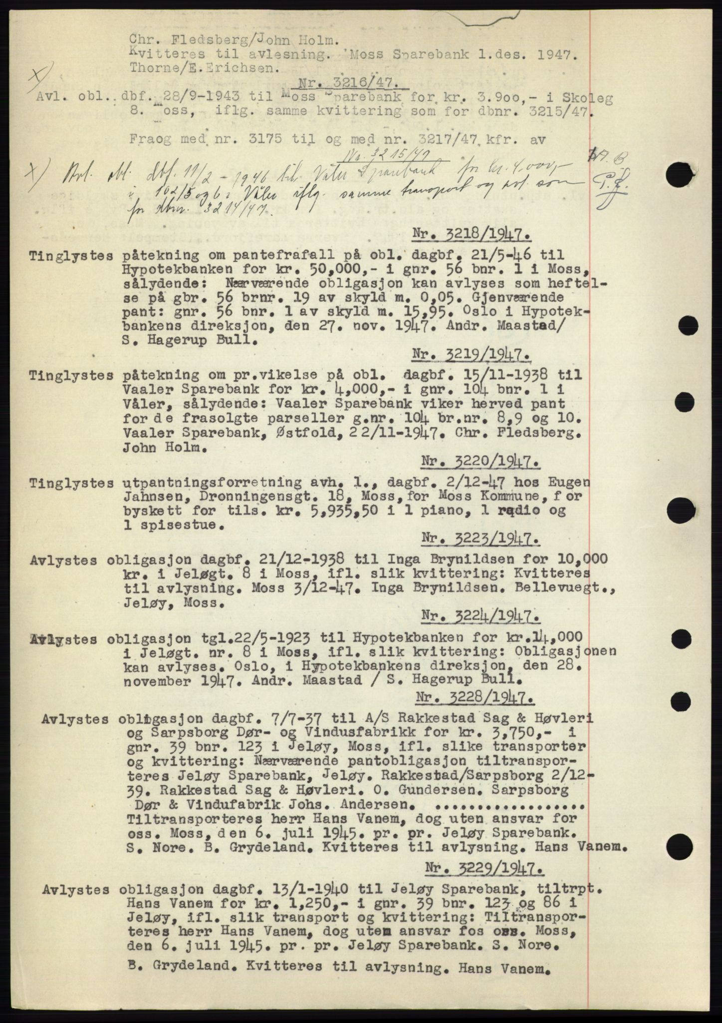 Moss sorenskriveri, SAO/A-10168: Pantebok nr. C10, 1938-1950, Dagboknr: 3218/1947
