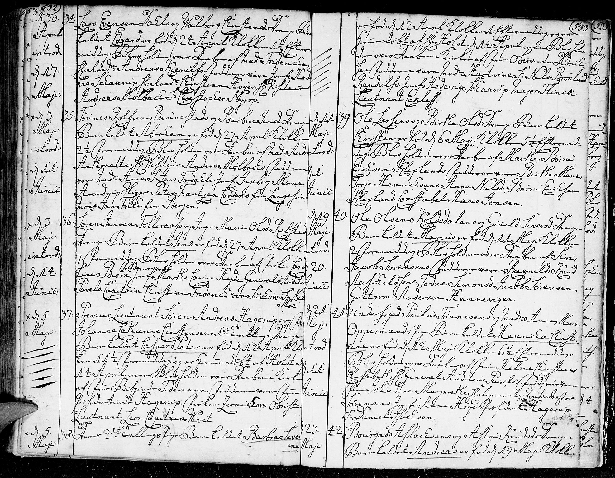 Kristiansand domprosti, AV/SAK-1112-0006/F/Fa/L0002: Ministerialbok nr. A 2, 1755-1778, s. 532-533