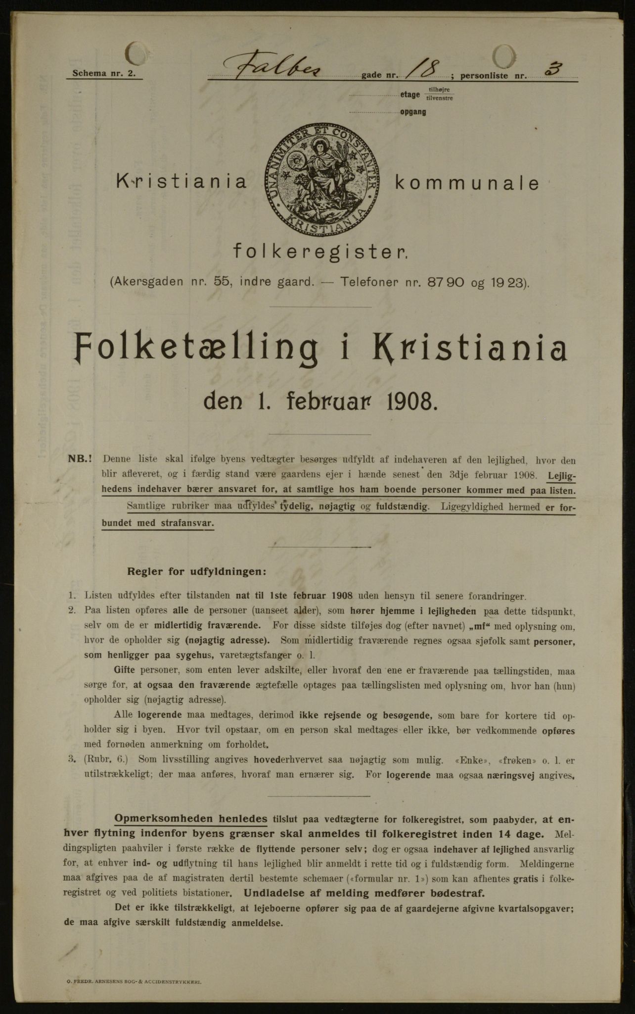 OBA, Kommunal folketelling 1.2.1908 for Kristiania kjøpstad, 1908, s. 21127