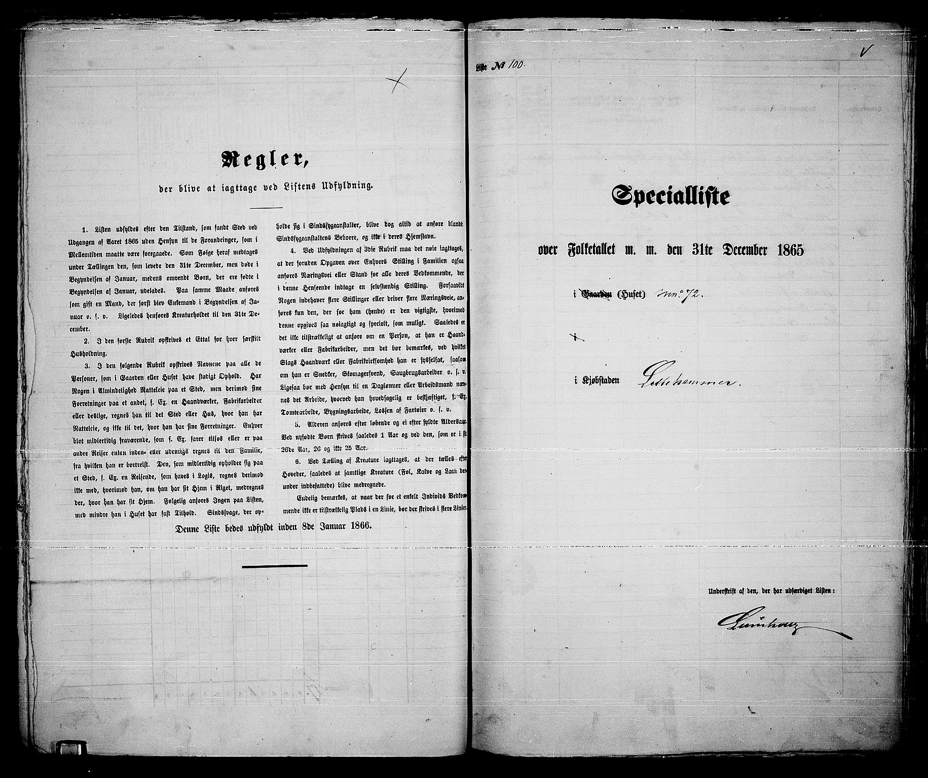 RA, Folketelling 1865 for 0501B Fåberg prestegjeld, Lillehammer kjøpstad, 1865, s. 206